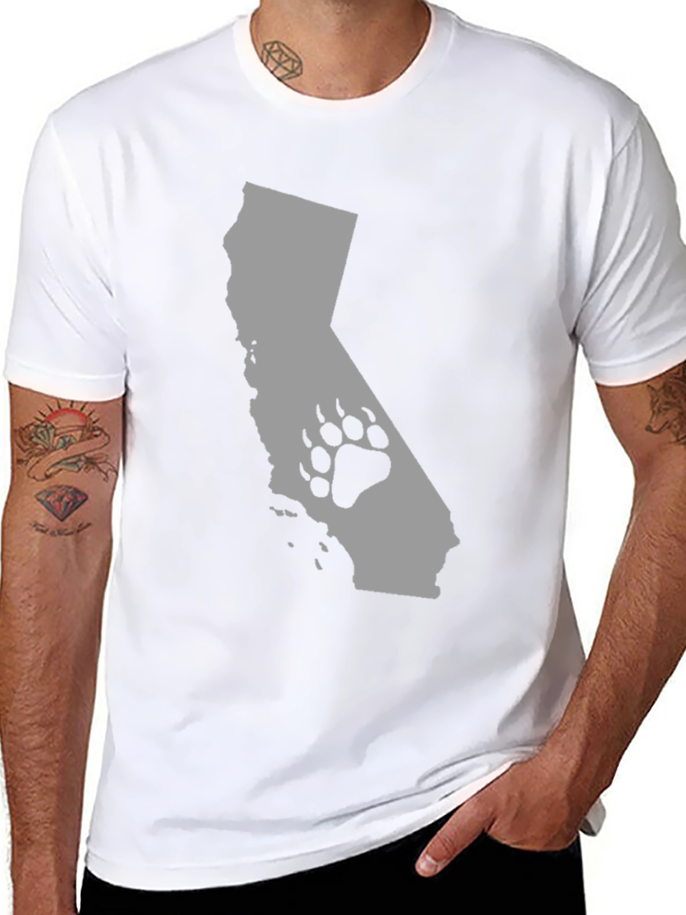 California Bear Paw Print Graphic T-Shirt