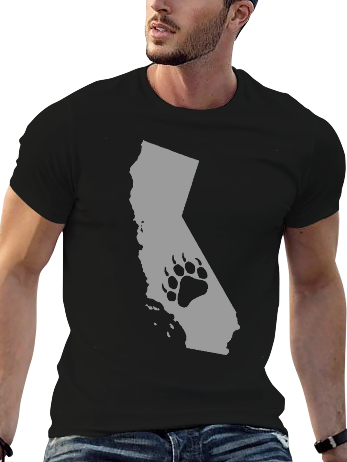 California Bear Paw Print Graphic T-Shirt