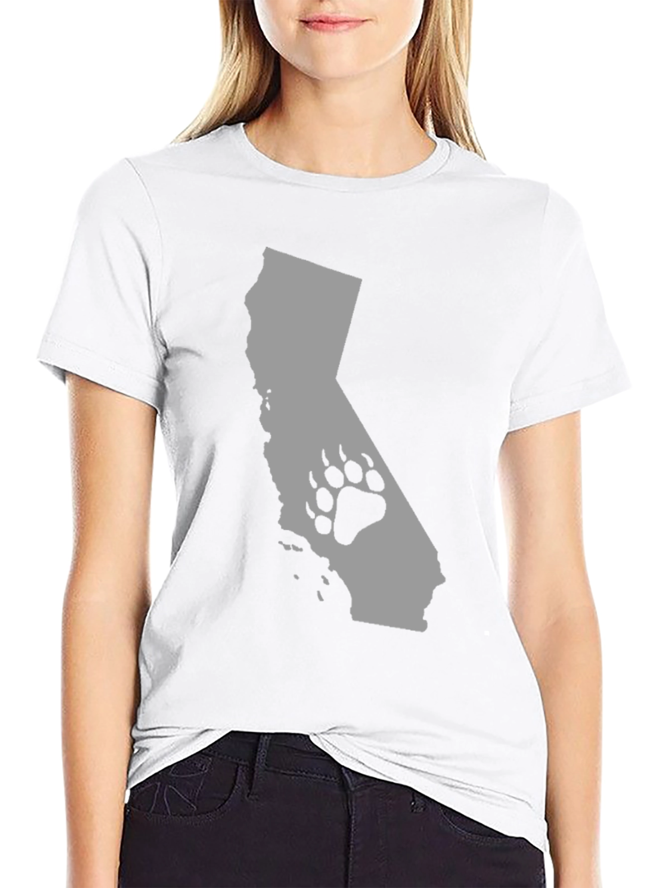 California Bear Paw Print Graphic T-Shirt