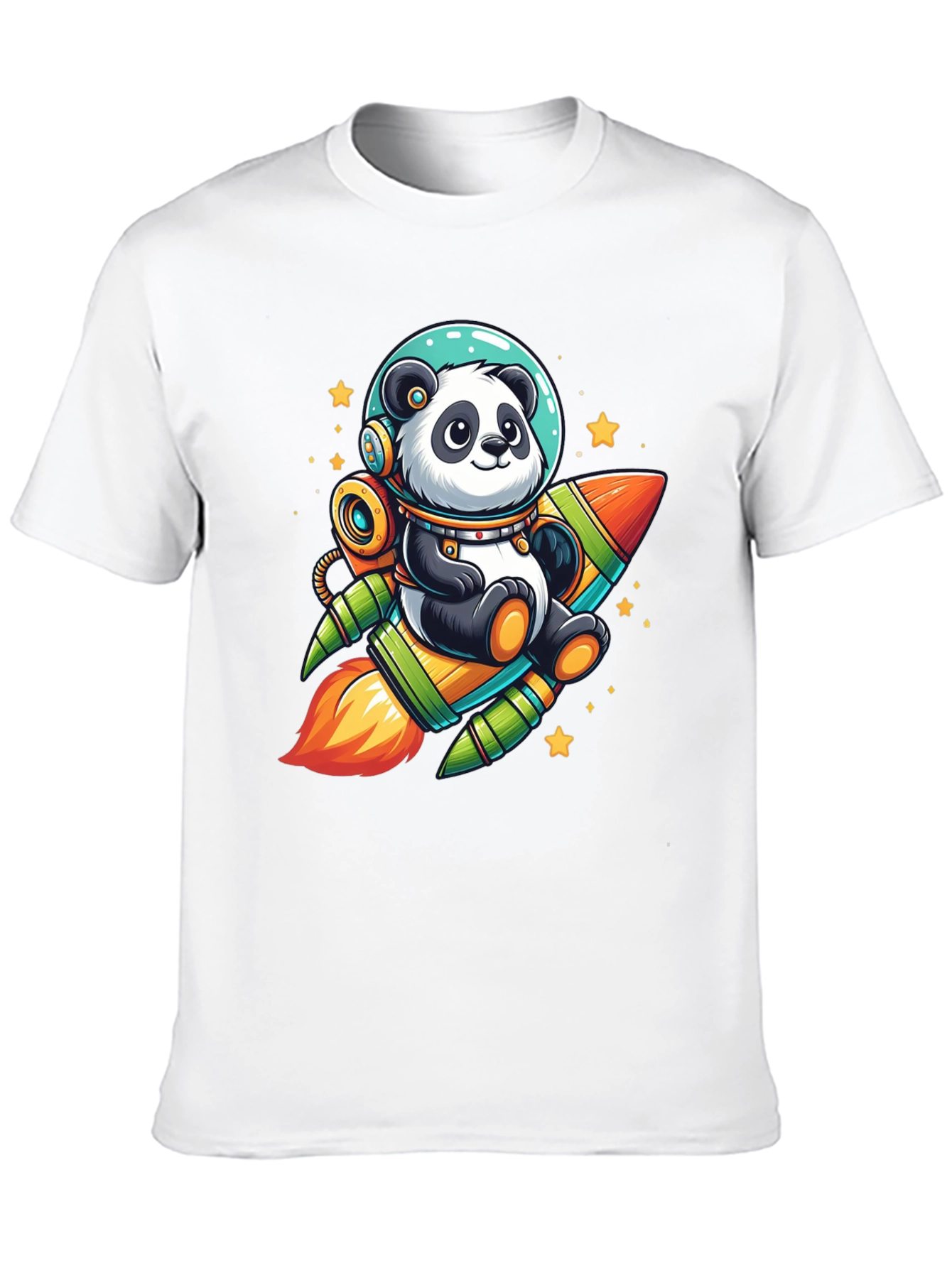 Panda Astronaut Rocket Black T-Shirt