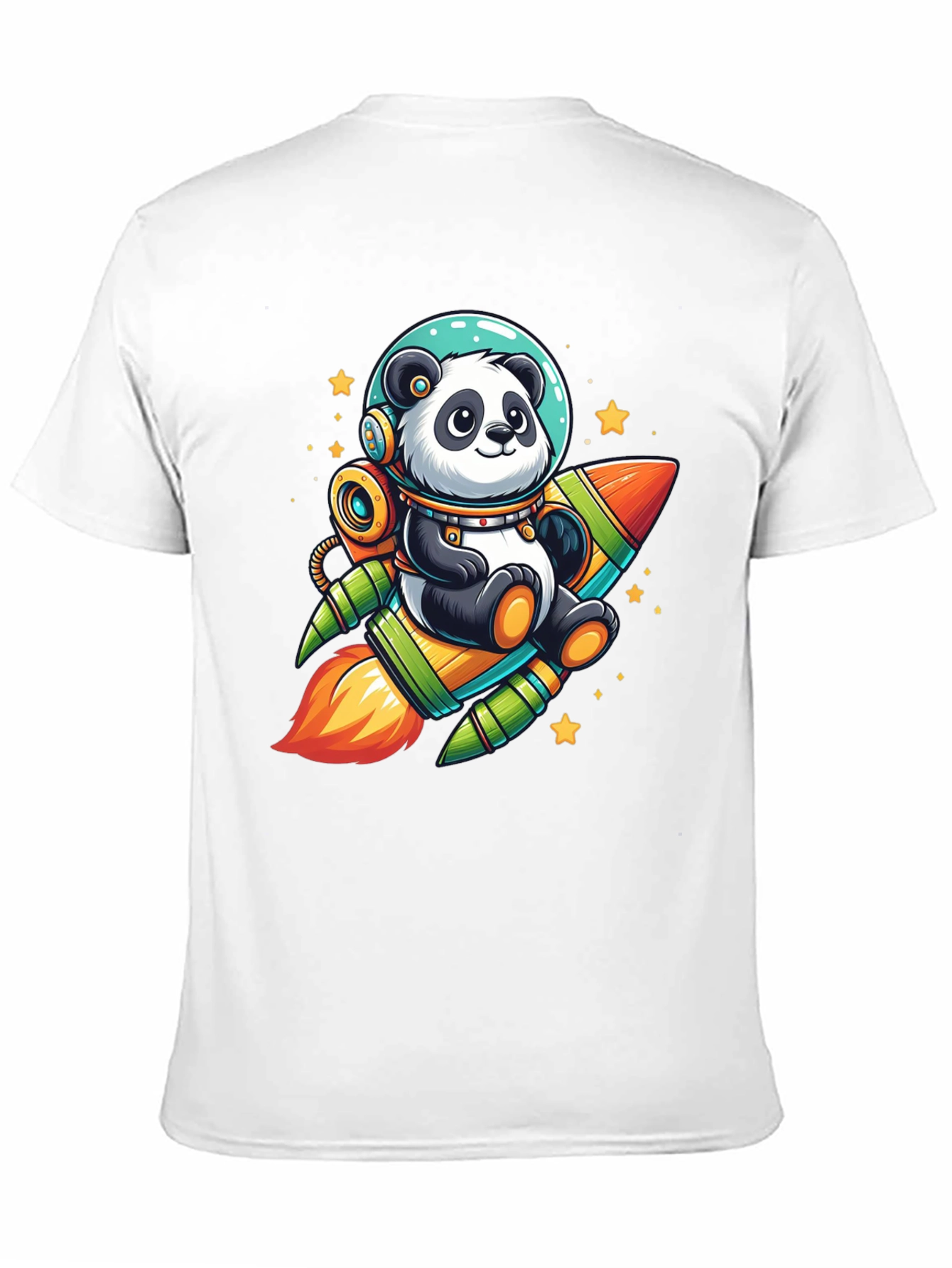 Panda Astronaut Rocket Black T-Shirt