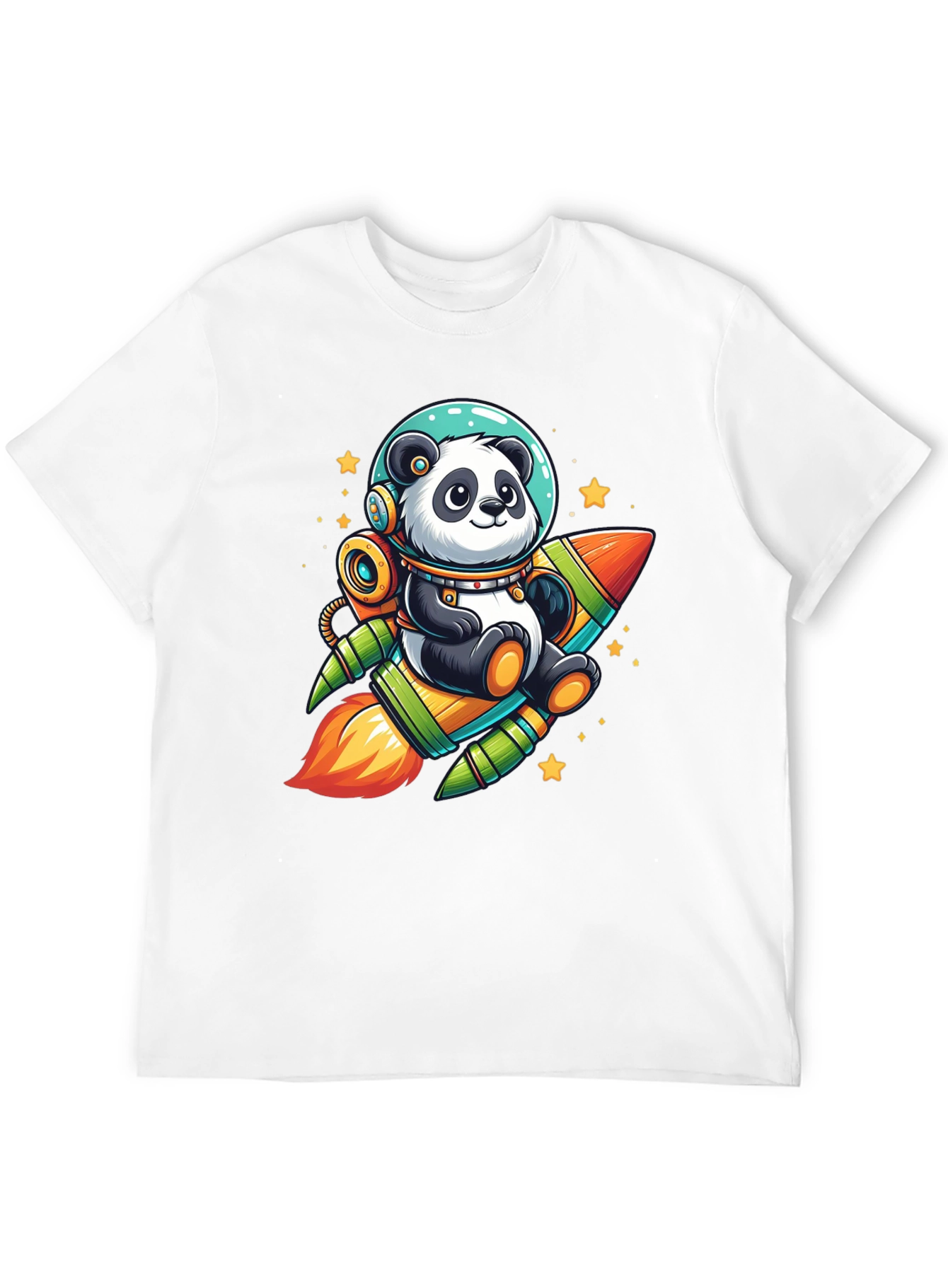 Panda Astronaut Rocket Black T-Shirt