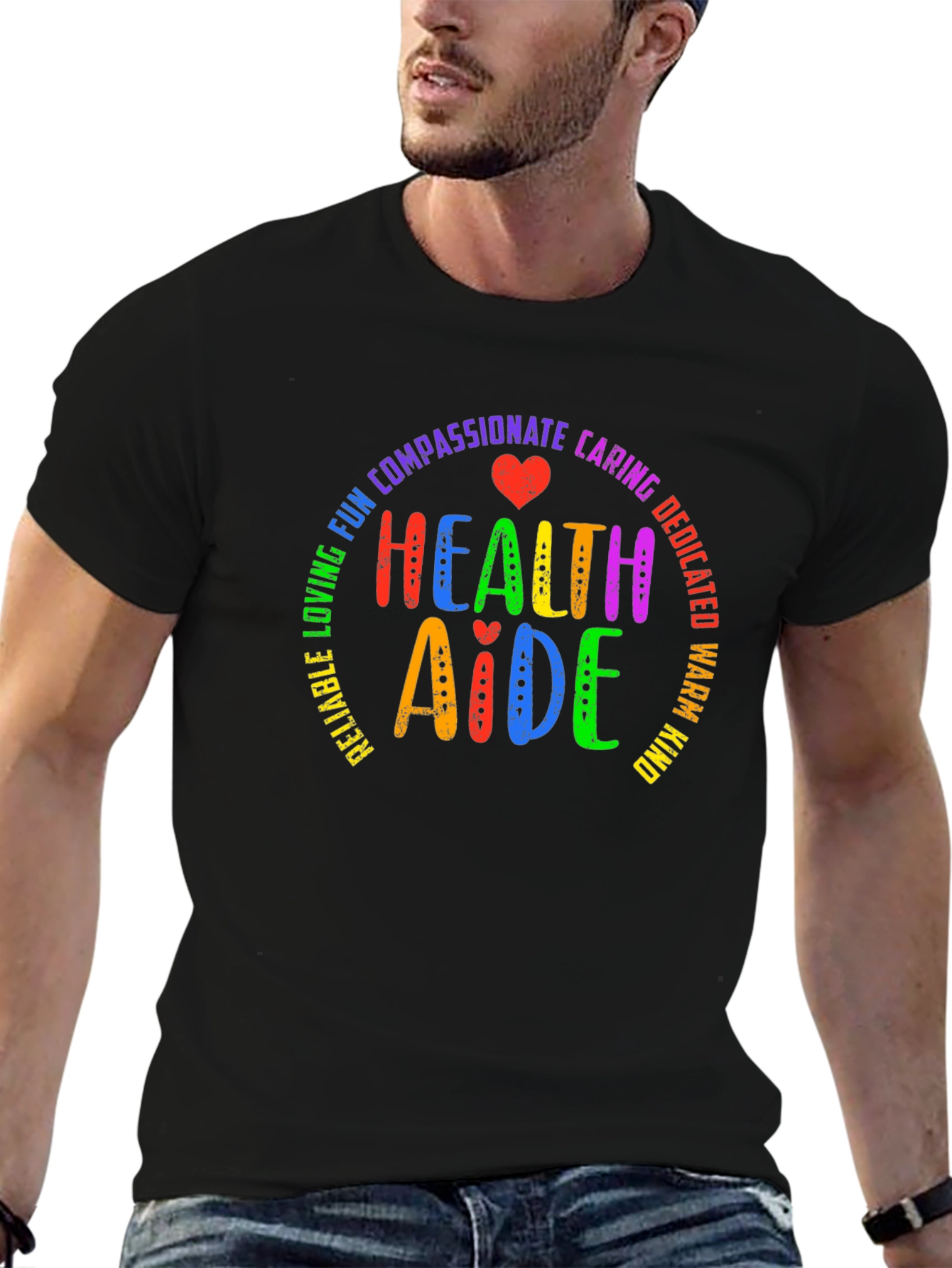 Health Aide Rainbow Graphic T-Shirt