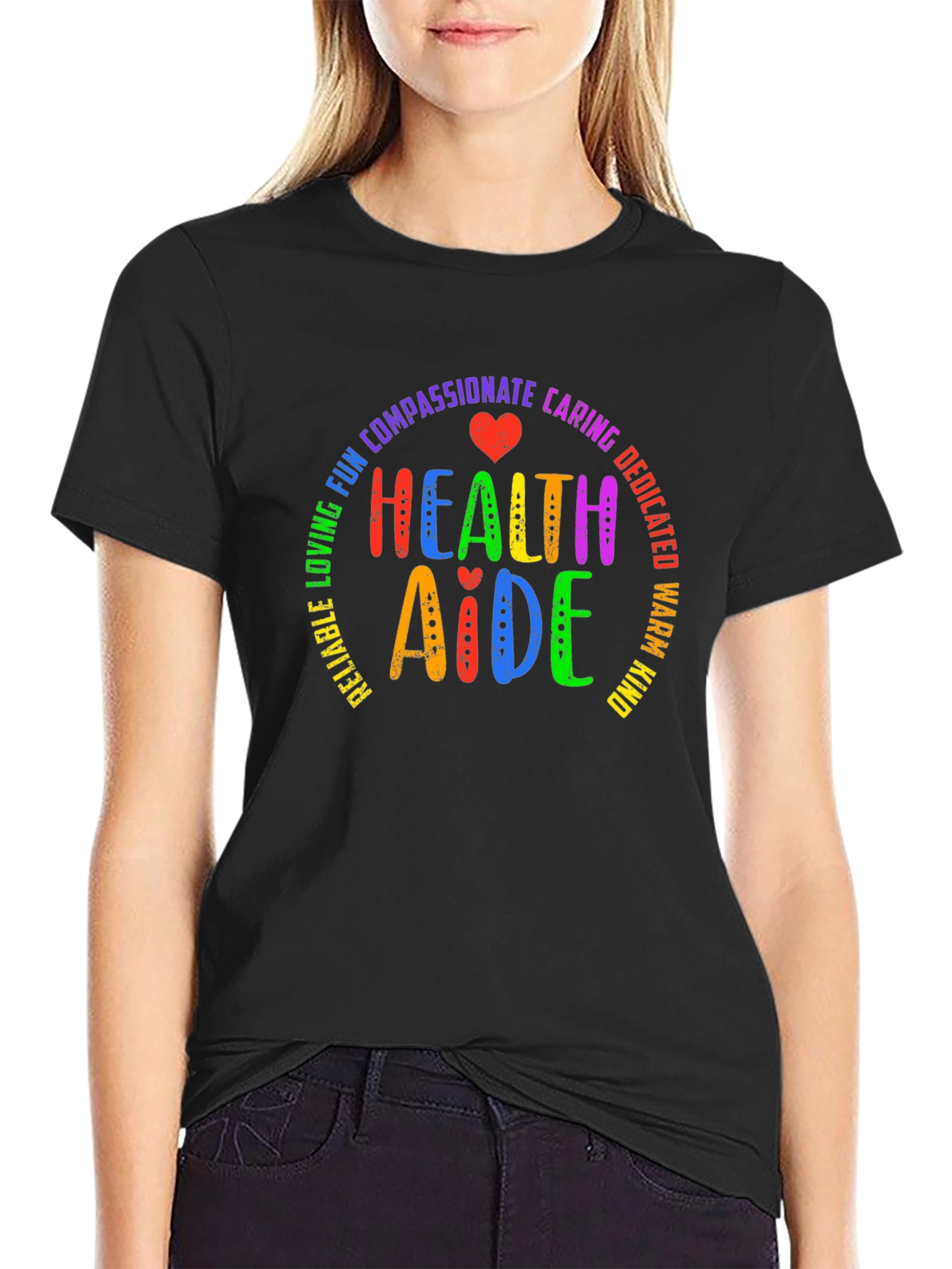 Health Aide Rainbow Graphic T-Shirt