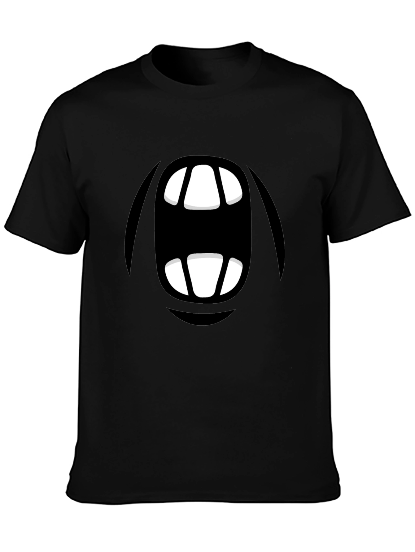 Cartoon Monster Mouth Graphic Black T-Shirt