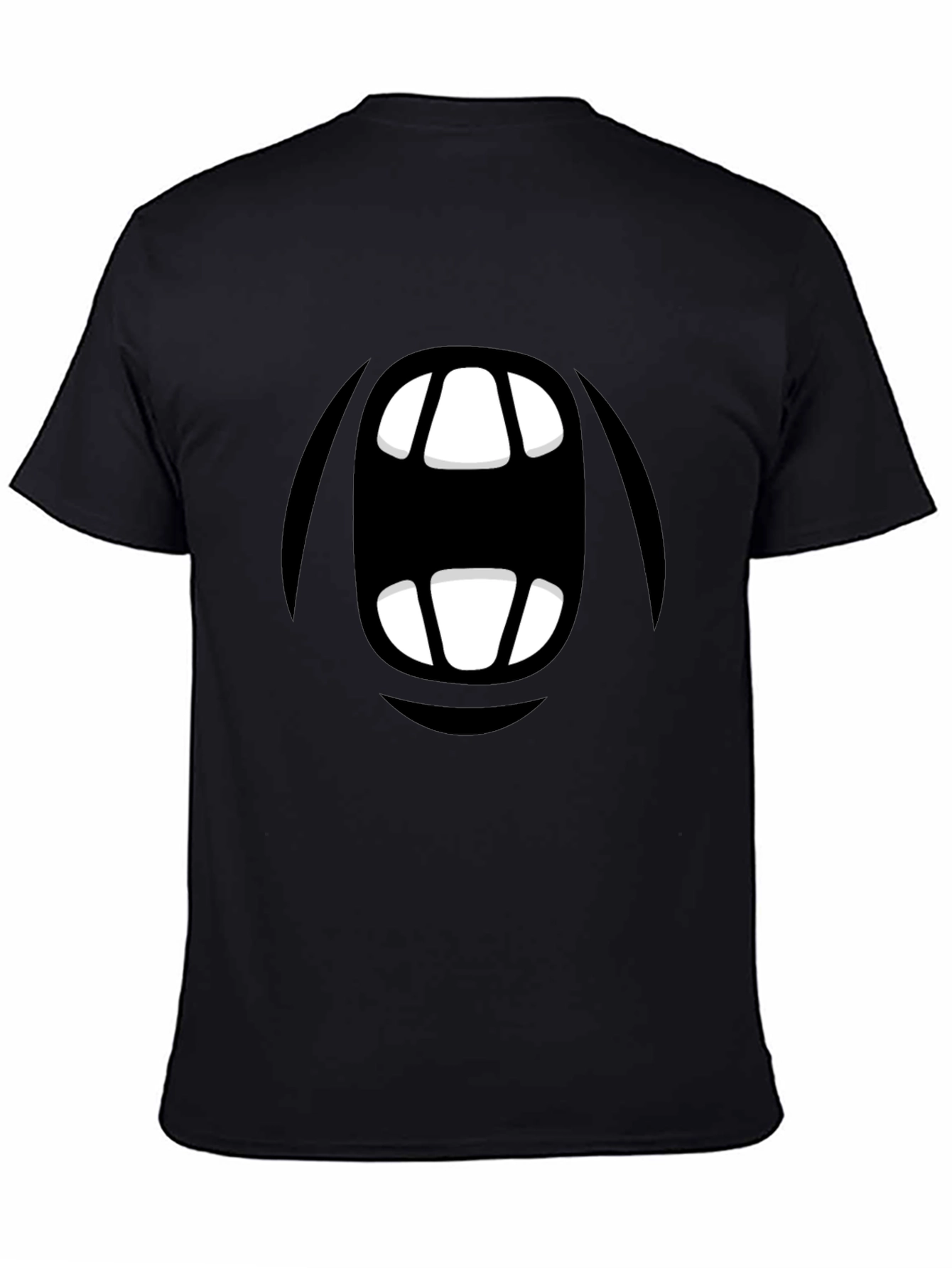 Cartoon Monster Mouth Graphic Black T-Shirt