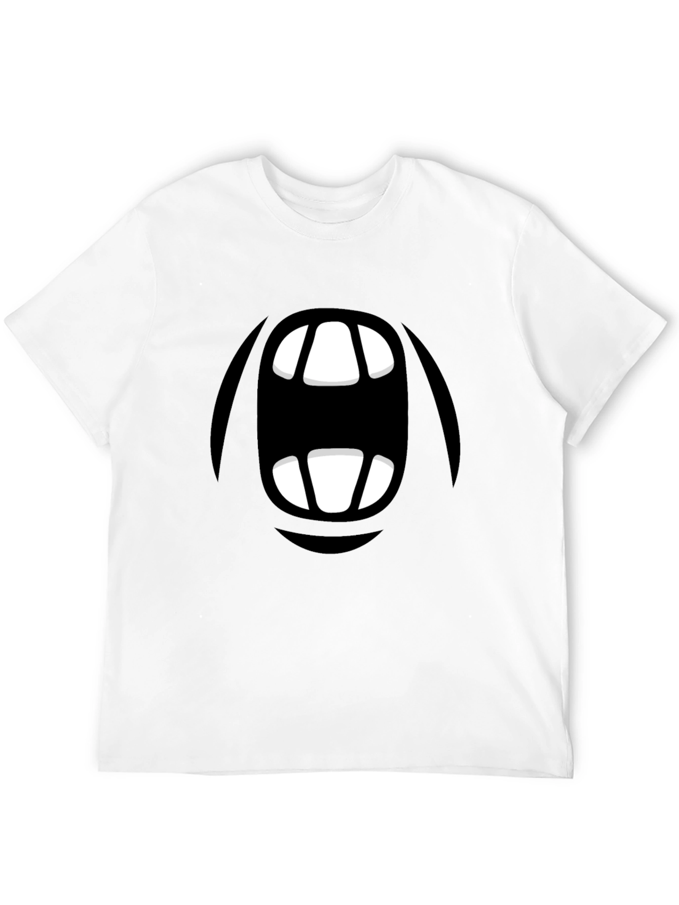 Cartoon Monster Mouth Graphic Black T-Shirt