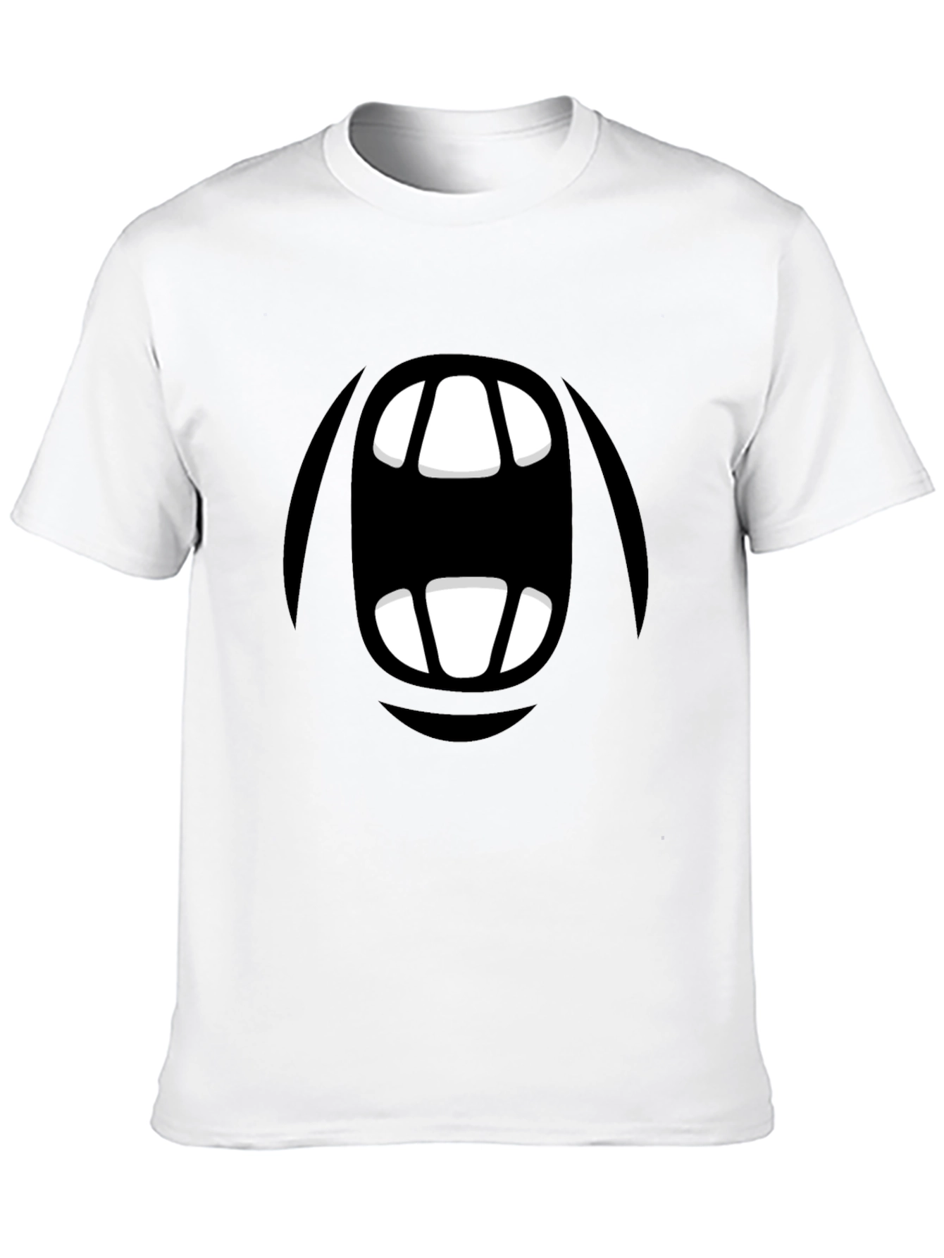 Cartoon Monster Mouth Graphic Black T-Shirt