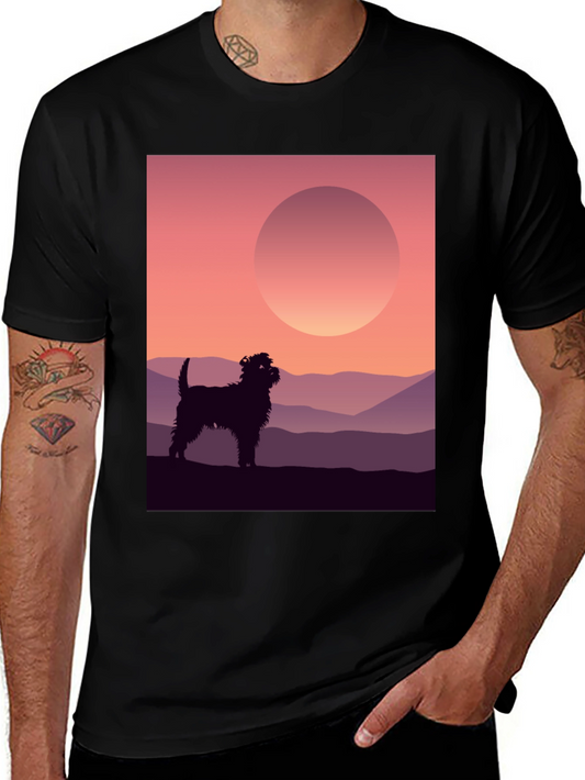 Dog Silhouette Sunset Graphic Tee