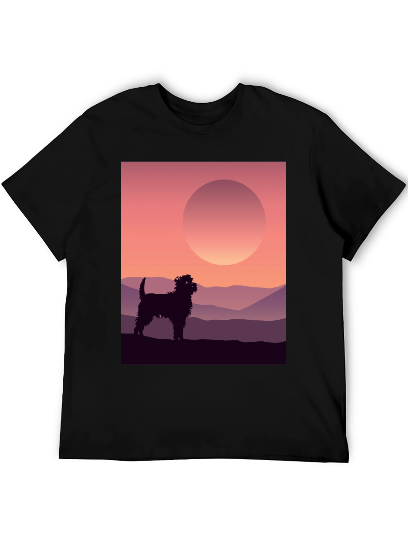Dog Silhouette Sunset Graphic Tee