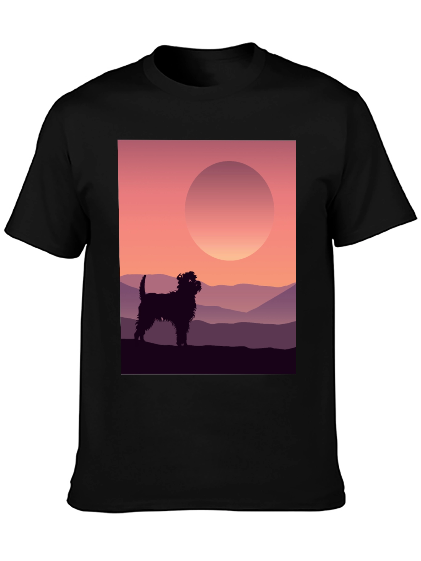 Dog Silhouette Sunset Graphic Tee