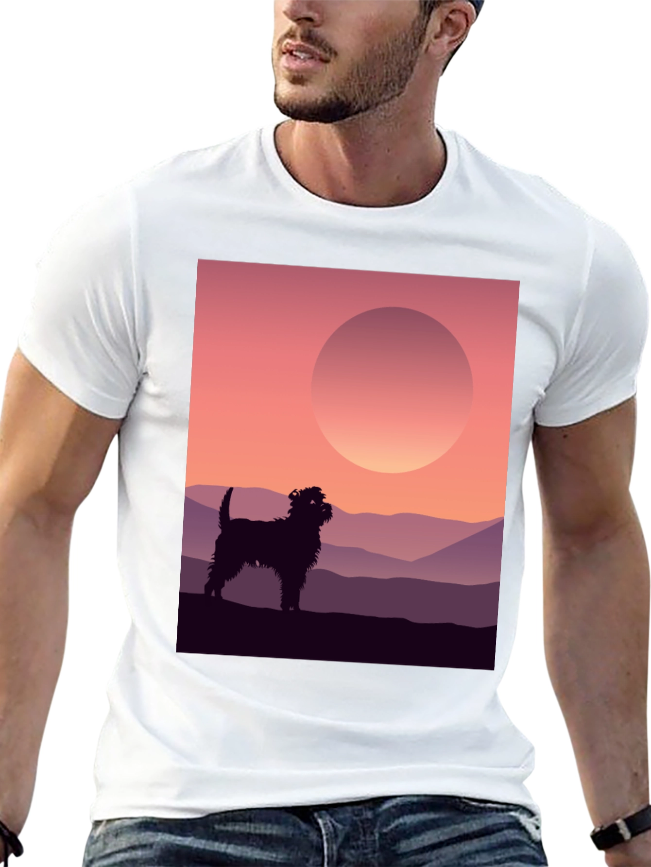Dog Silhouette Sunset Graphic Tee
