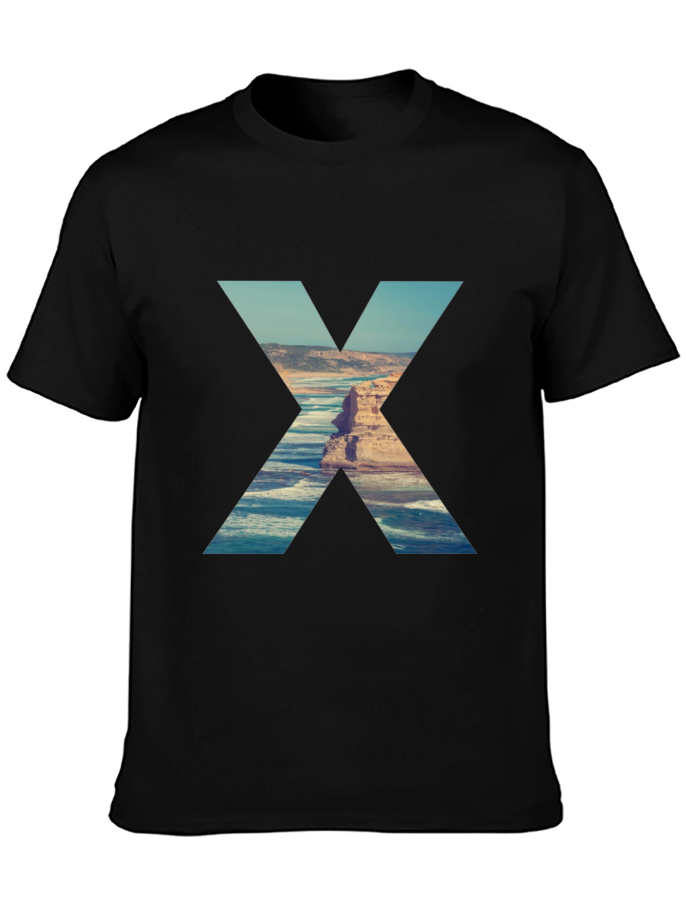 Ocean View Graphic Tee - Black Cotton Blend