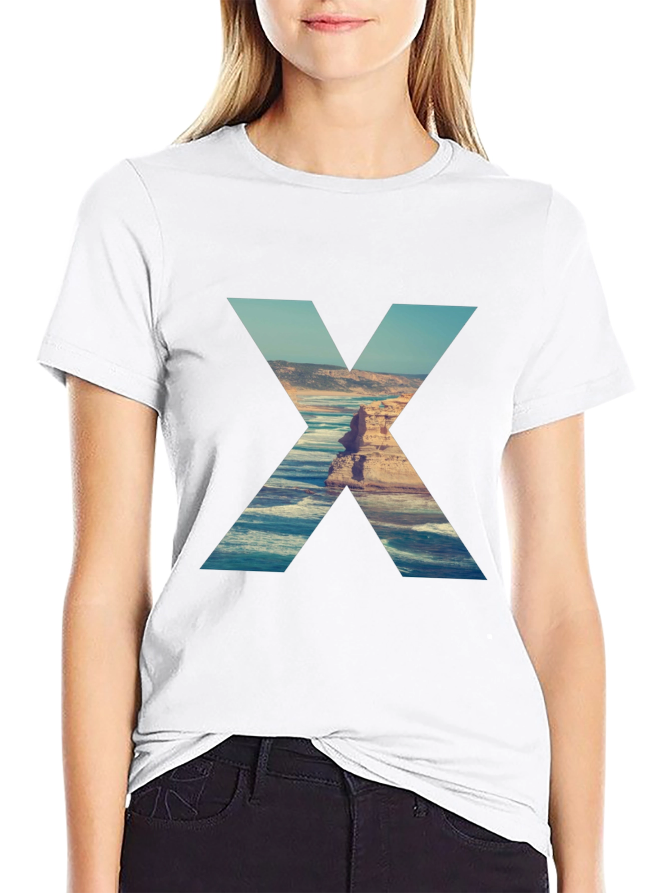 Ocean View Graphic Tee - Black Cotton Blend