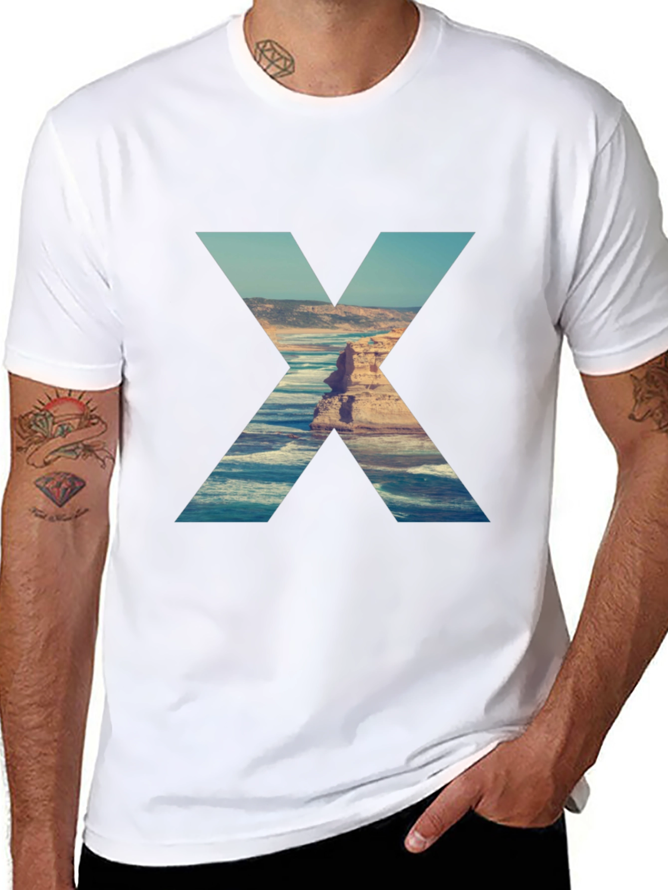 Ocean View Graphic Tee - Black Cotton Blend