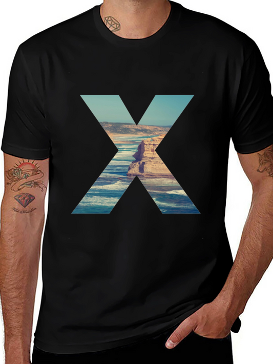 Ocean View Graphic Tee - Black Cotton Blend