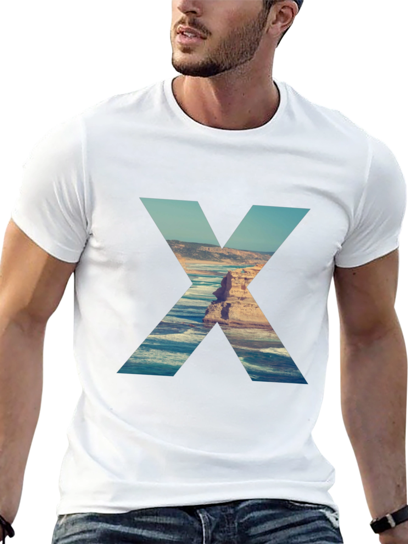 Ocean View Graphic Tee - Black Cotton Blend