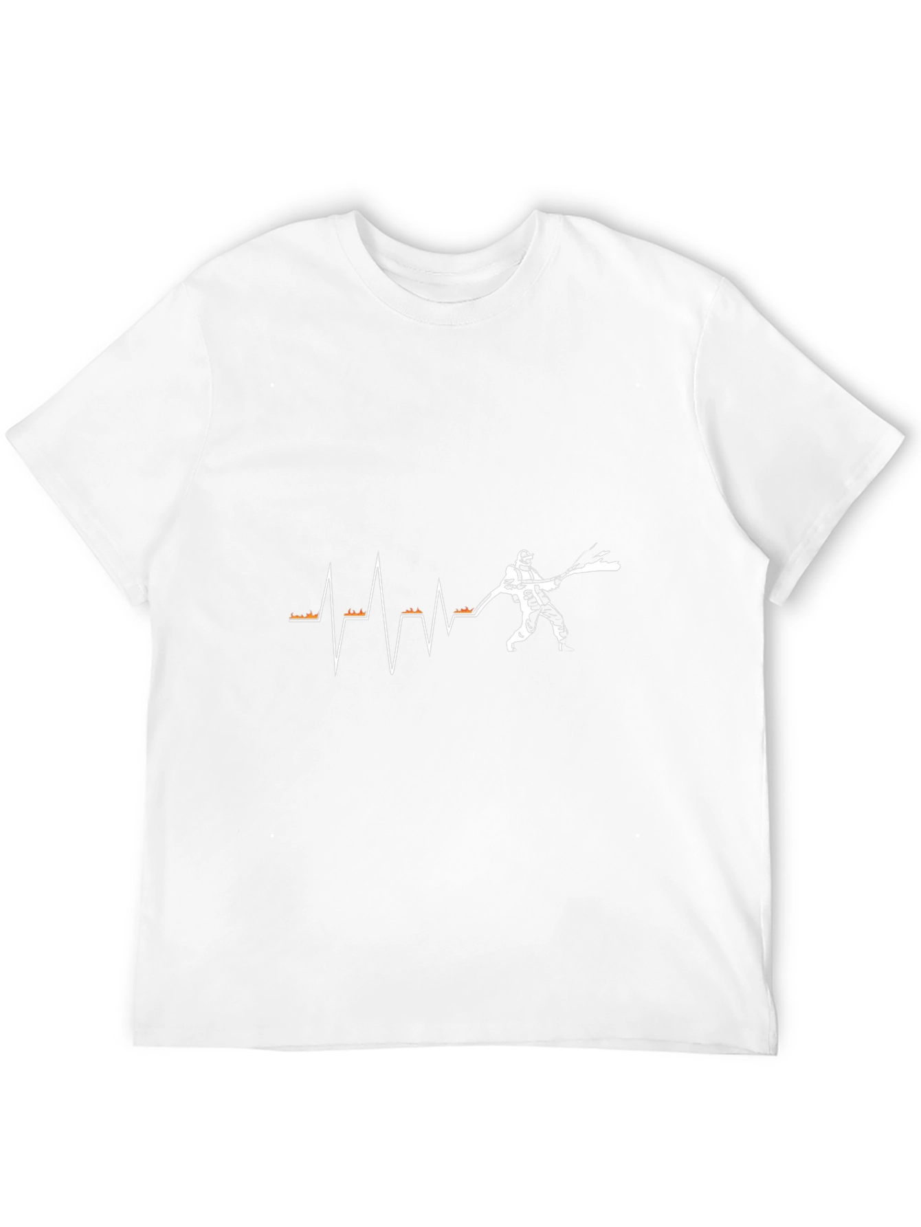 Firefighter Heartbeat T-Shirt - Black Crew Neck Tee