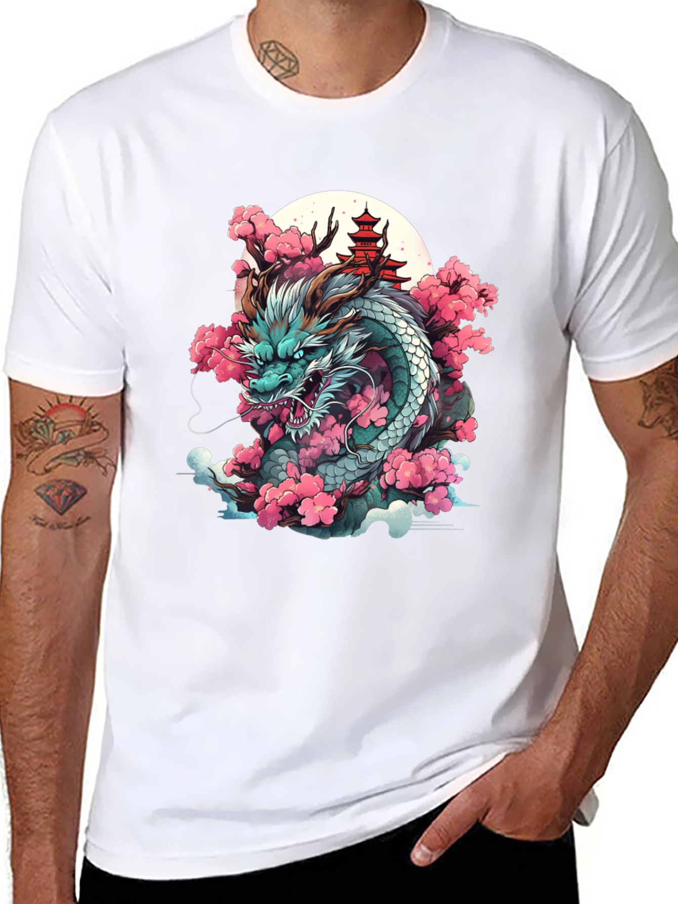 Dragon & Cherry Blossom Graphic Tee