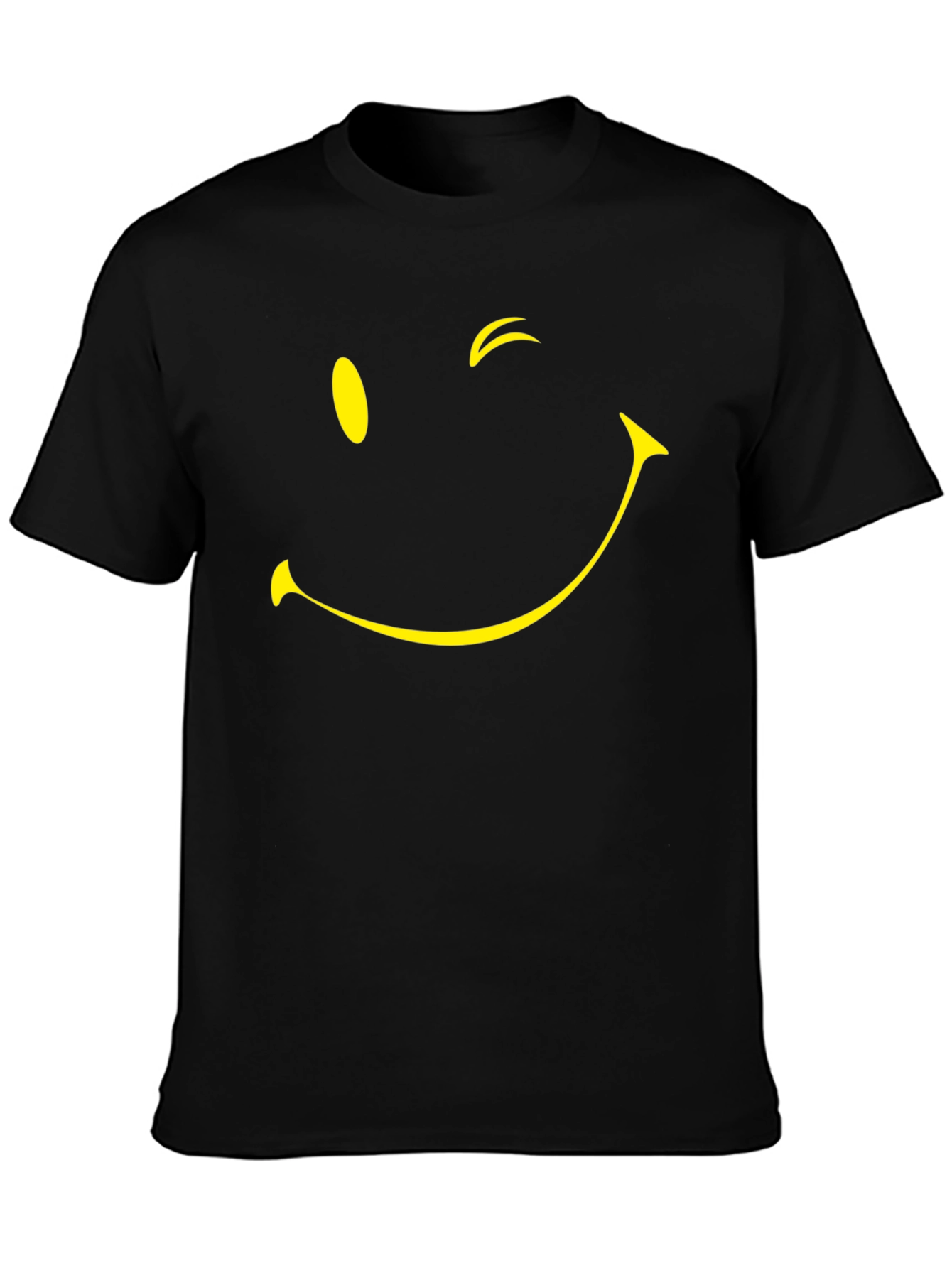 Winking Smiley Face Black T-Shirt