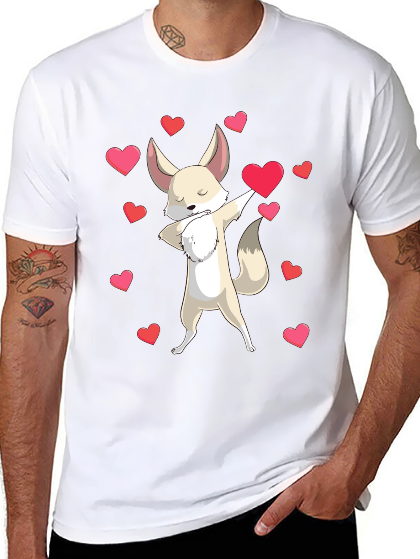 Dabbing Fox Valentines Day T-Shirt