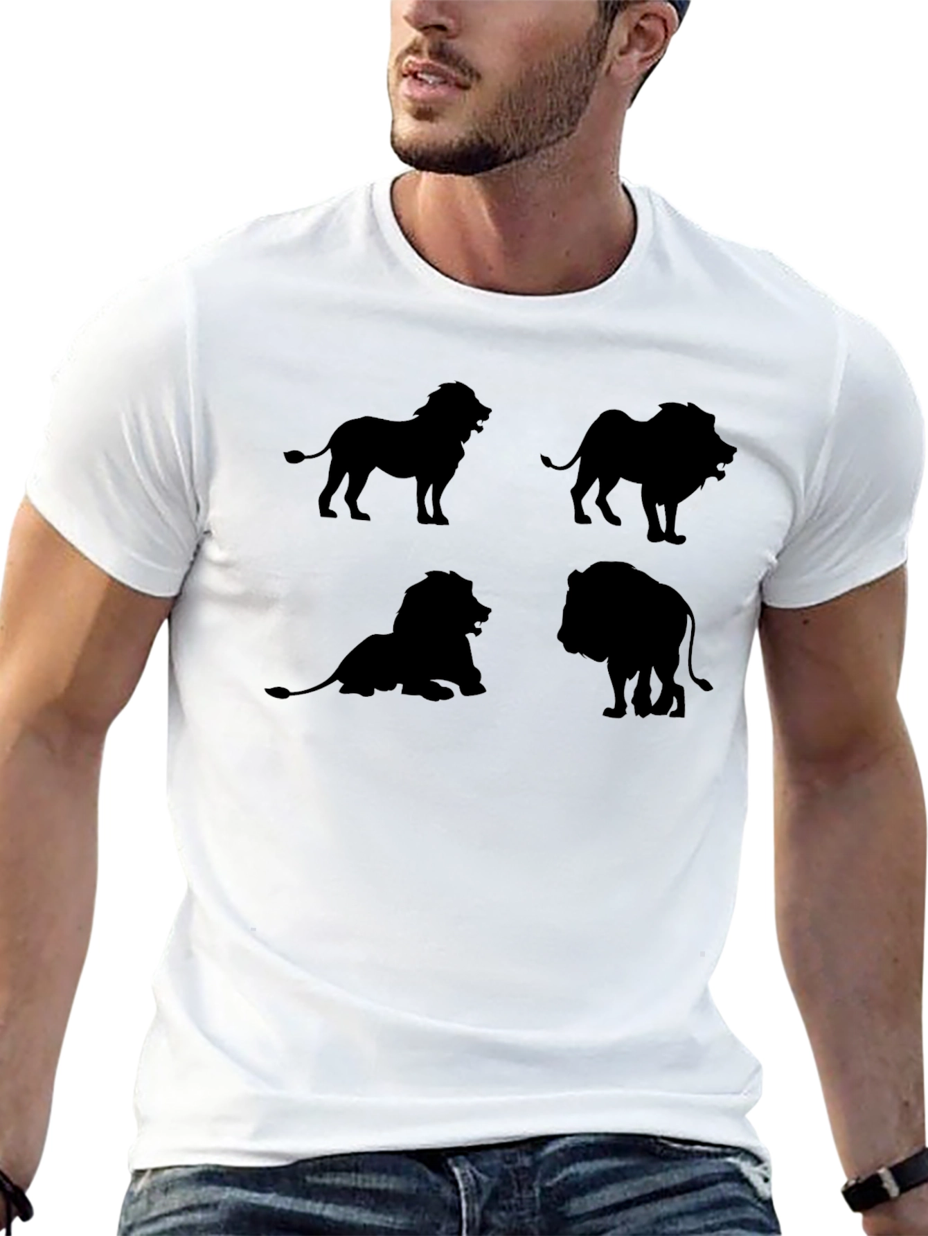 Lion Silhouette Graphic Black T-Shirt