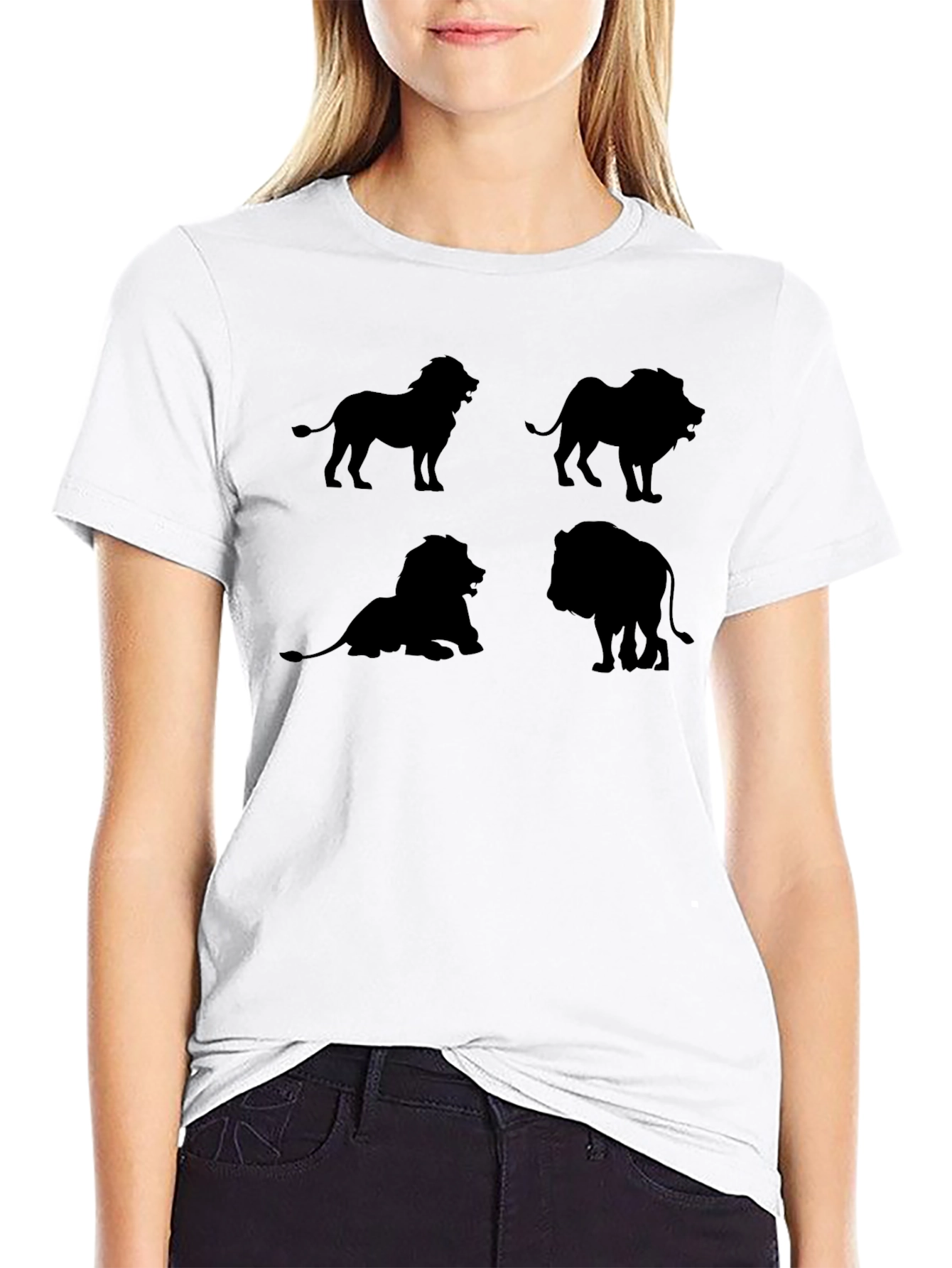Lion Silhouette Graphic Black T-Shirt
