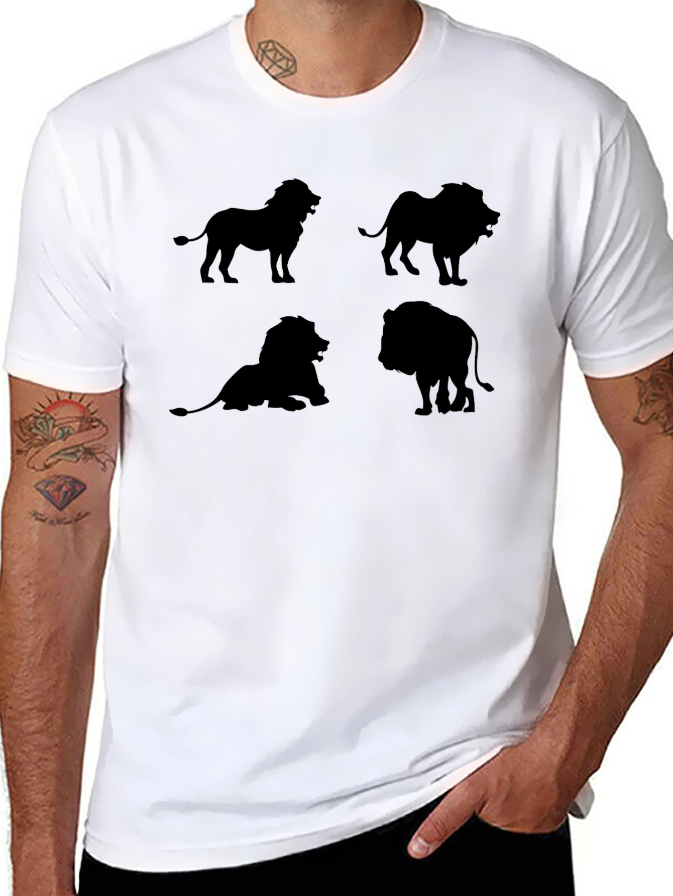 Lion Silhouette Graphic Black T-Shirt