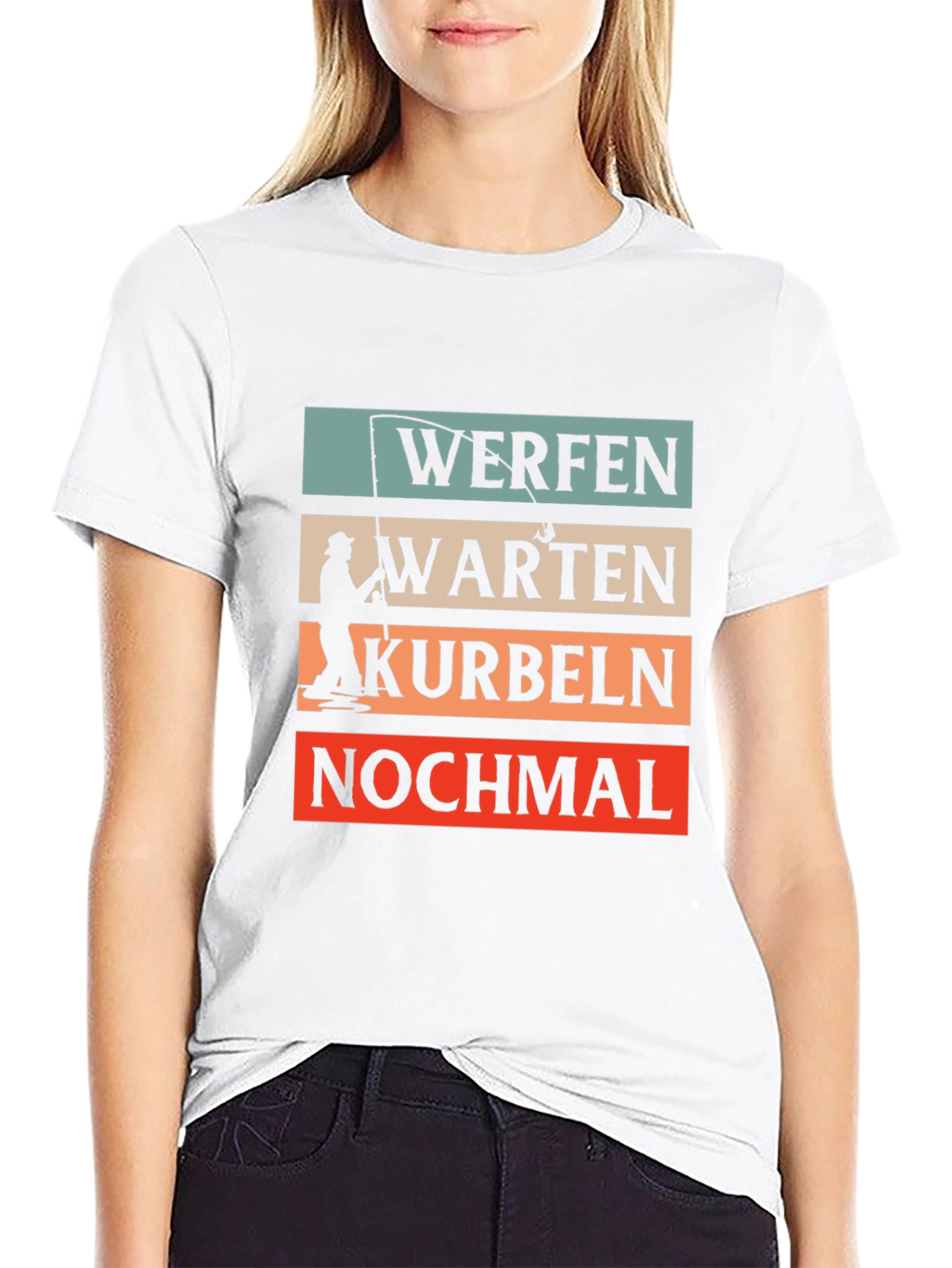 Fishing Themed Graphic T-Shirt - Werfen Warten Kurbeln