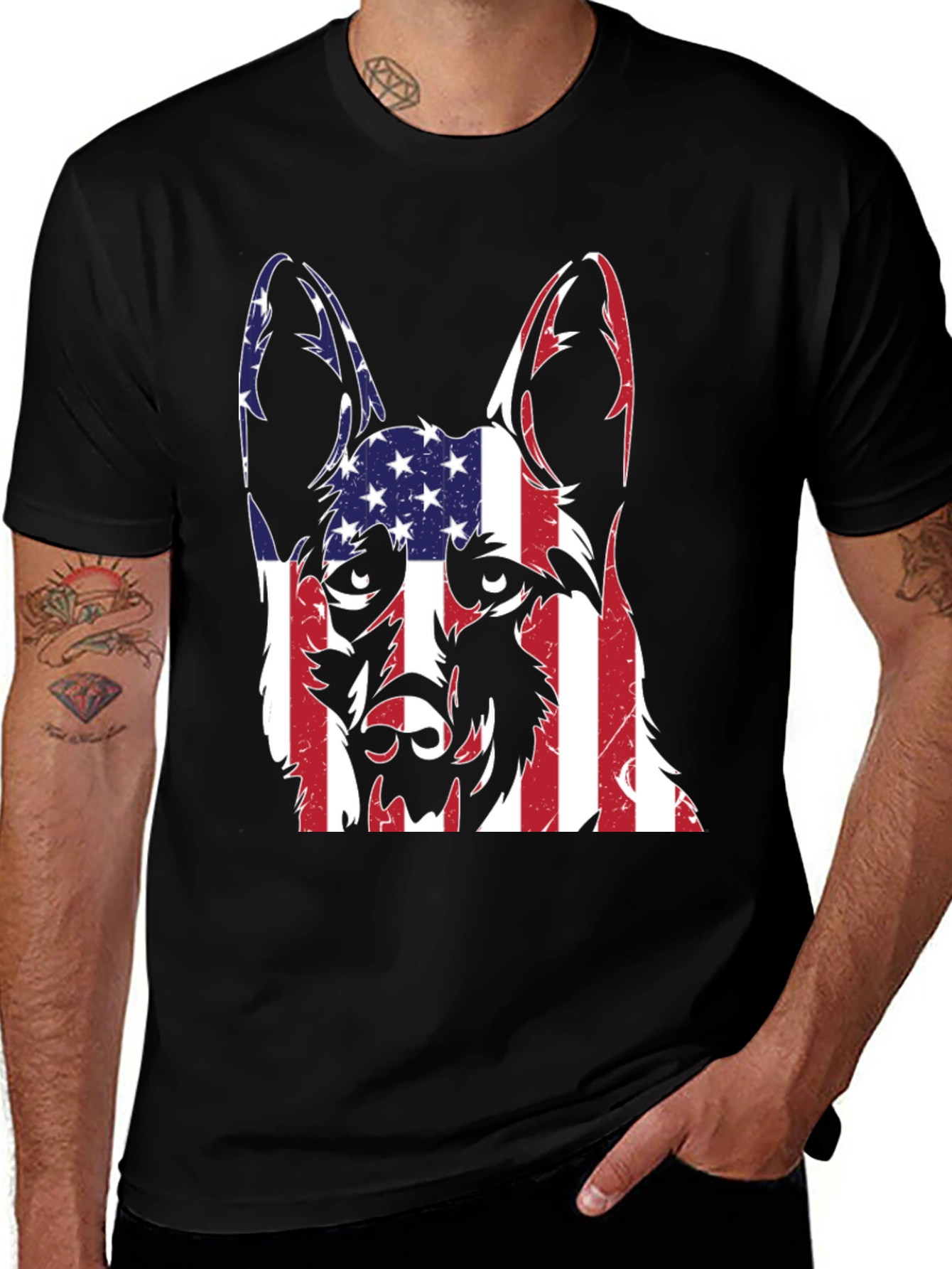 Patriotic German Shepherd Mens Graphic Tee