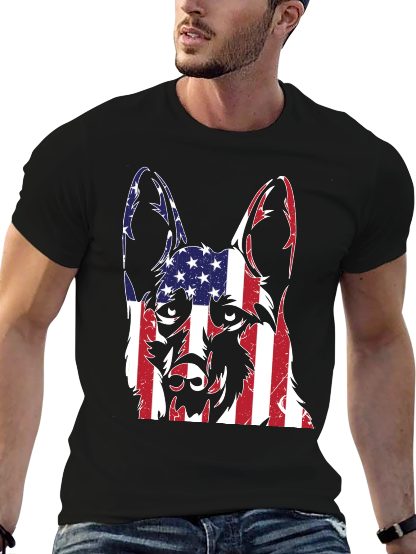 Patriotic German Shepherd Mens Graphic Tee