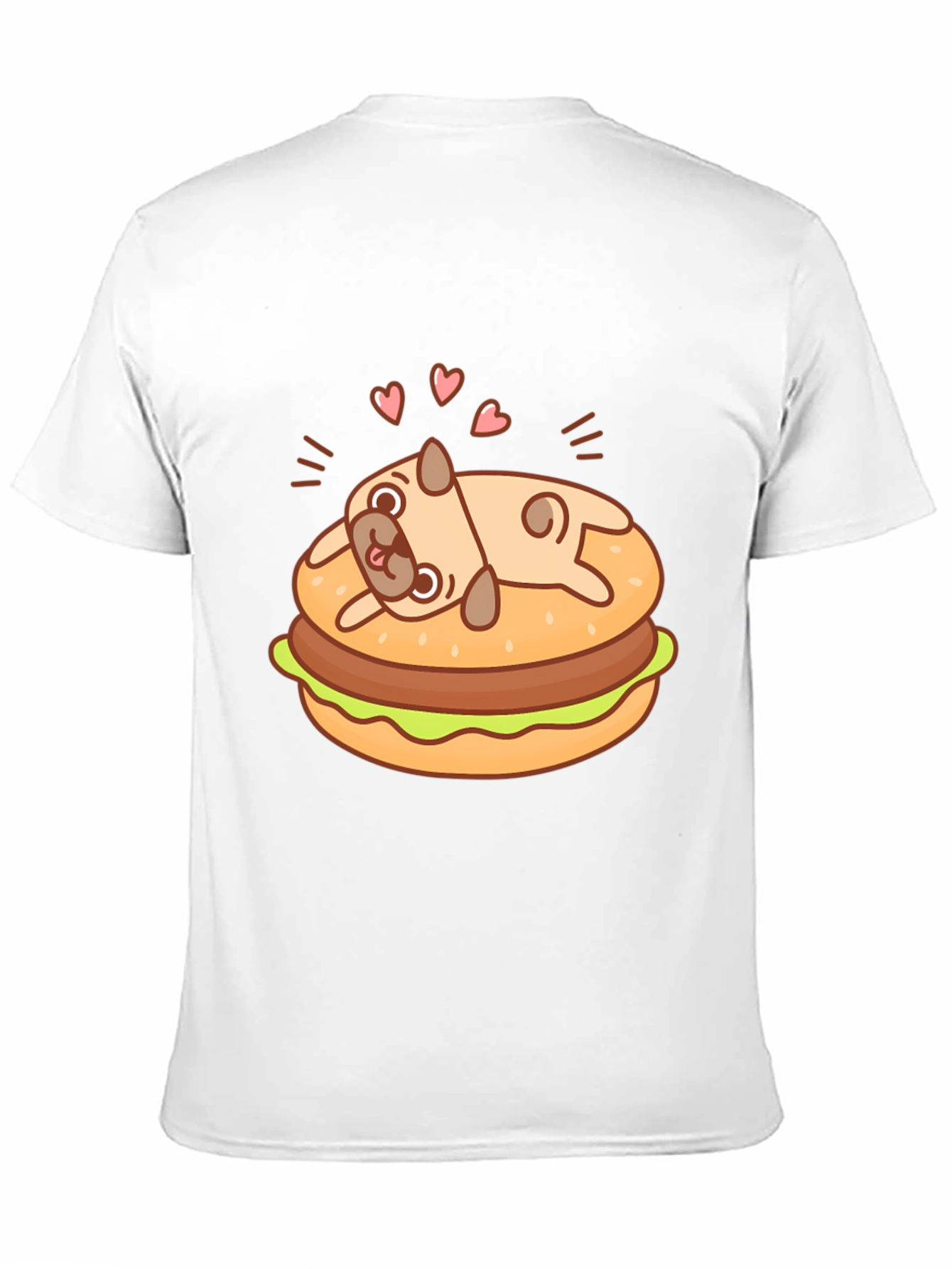 Pug Burger T-Shirt - Black Cute Graphic Tee