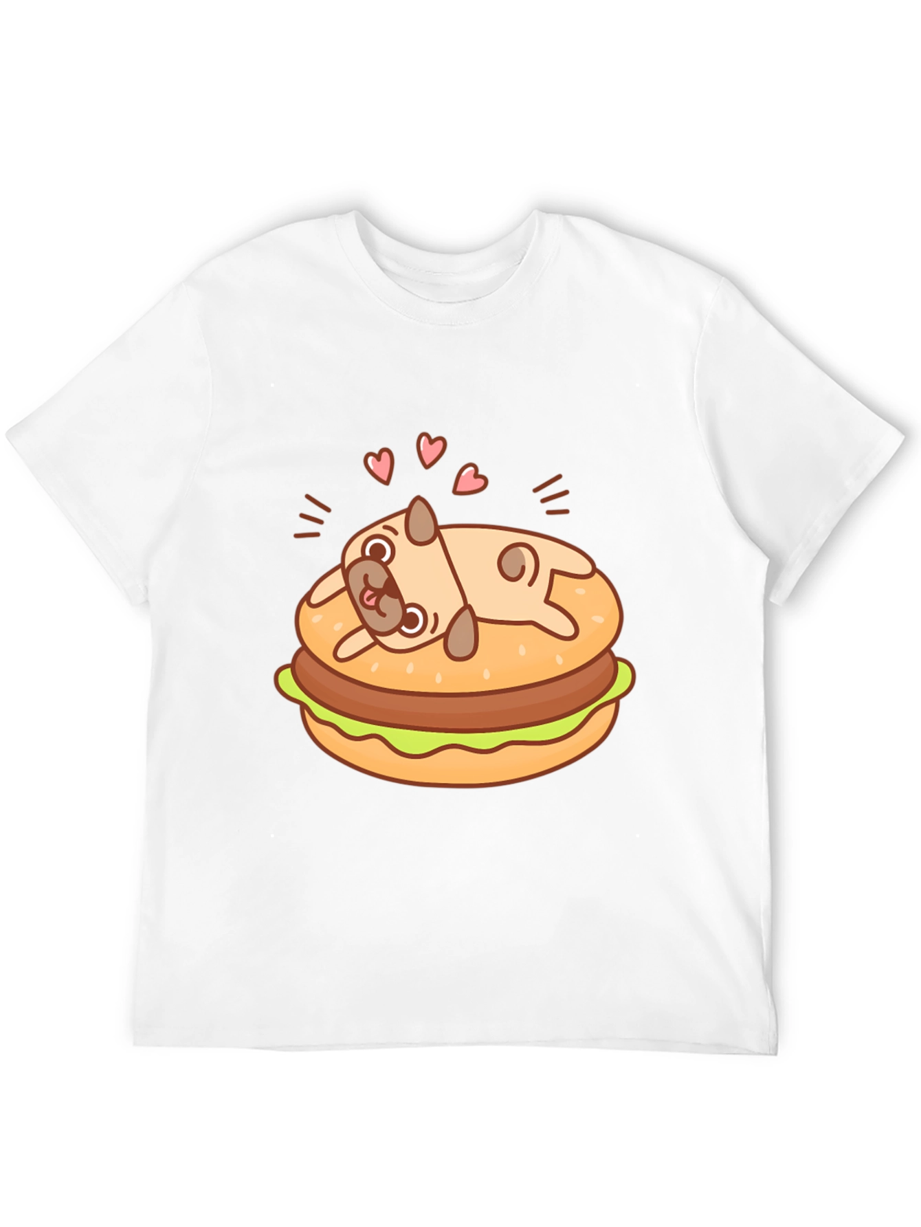 Pug Burger T-Shirt - Black Cute Graphic Tee