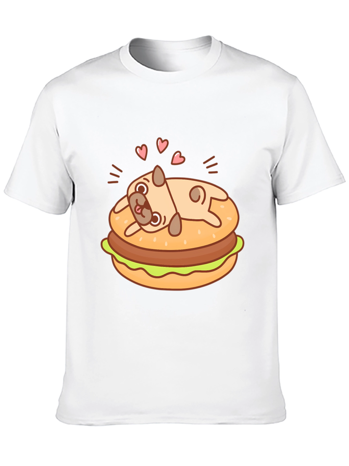Pug Burger T-Shirt - Black Cute Graphic Tee
