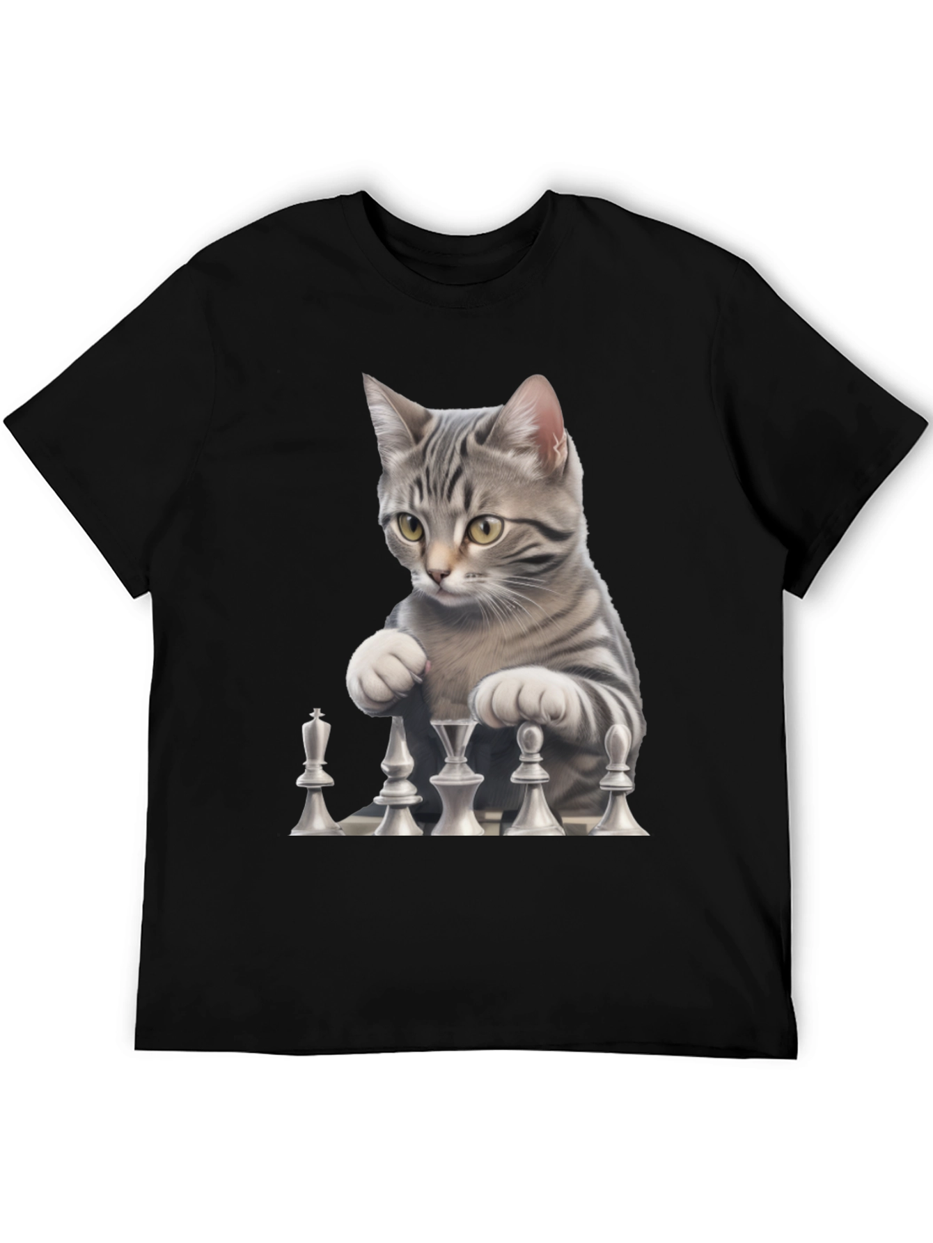 Chess Cat Black T-Shirt
