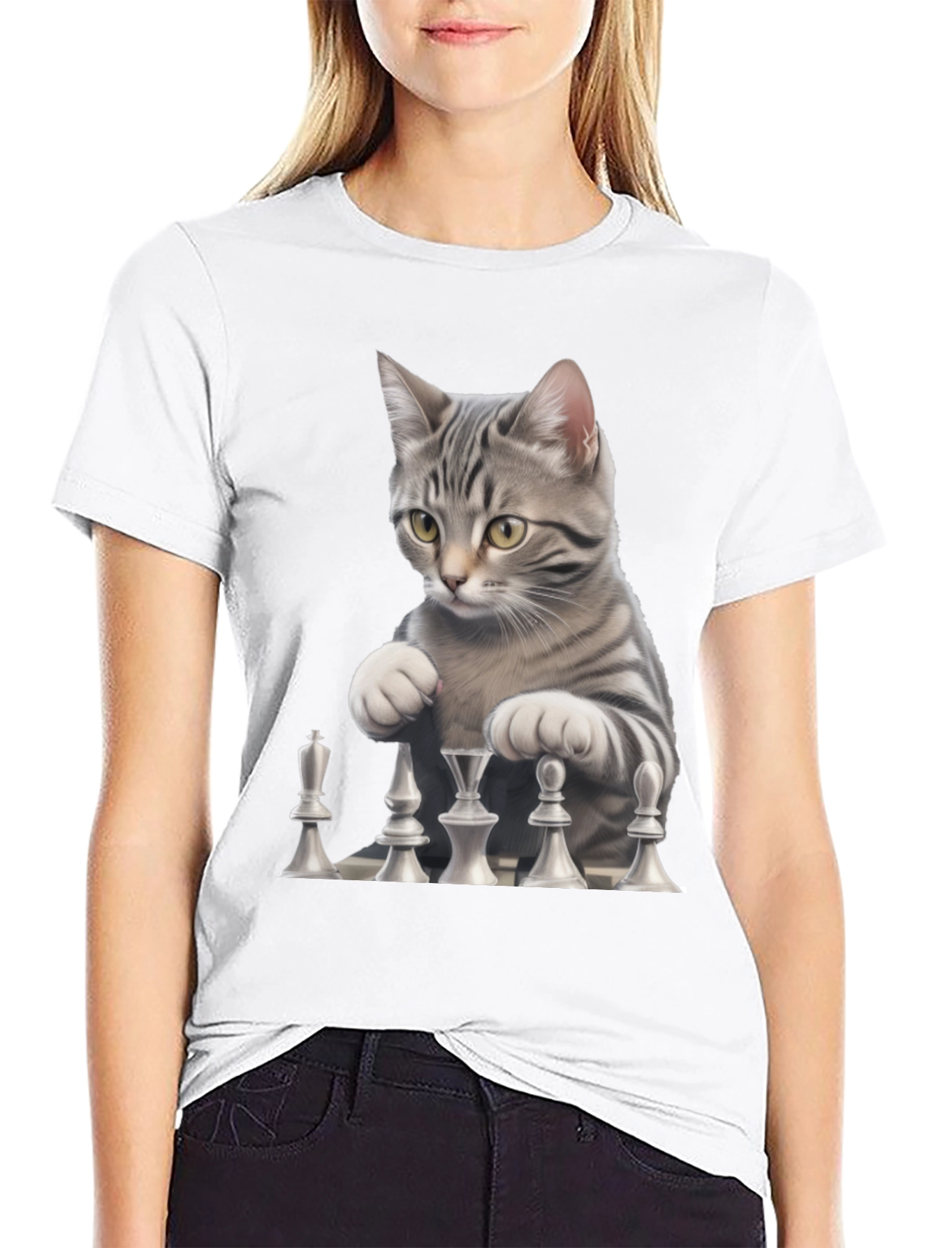 Chess Cat Black T-Shirt