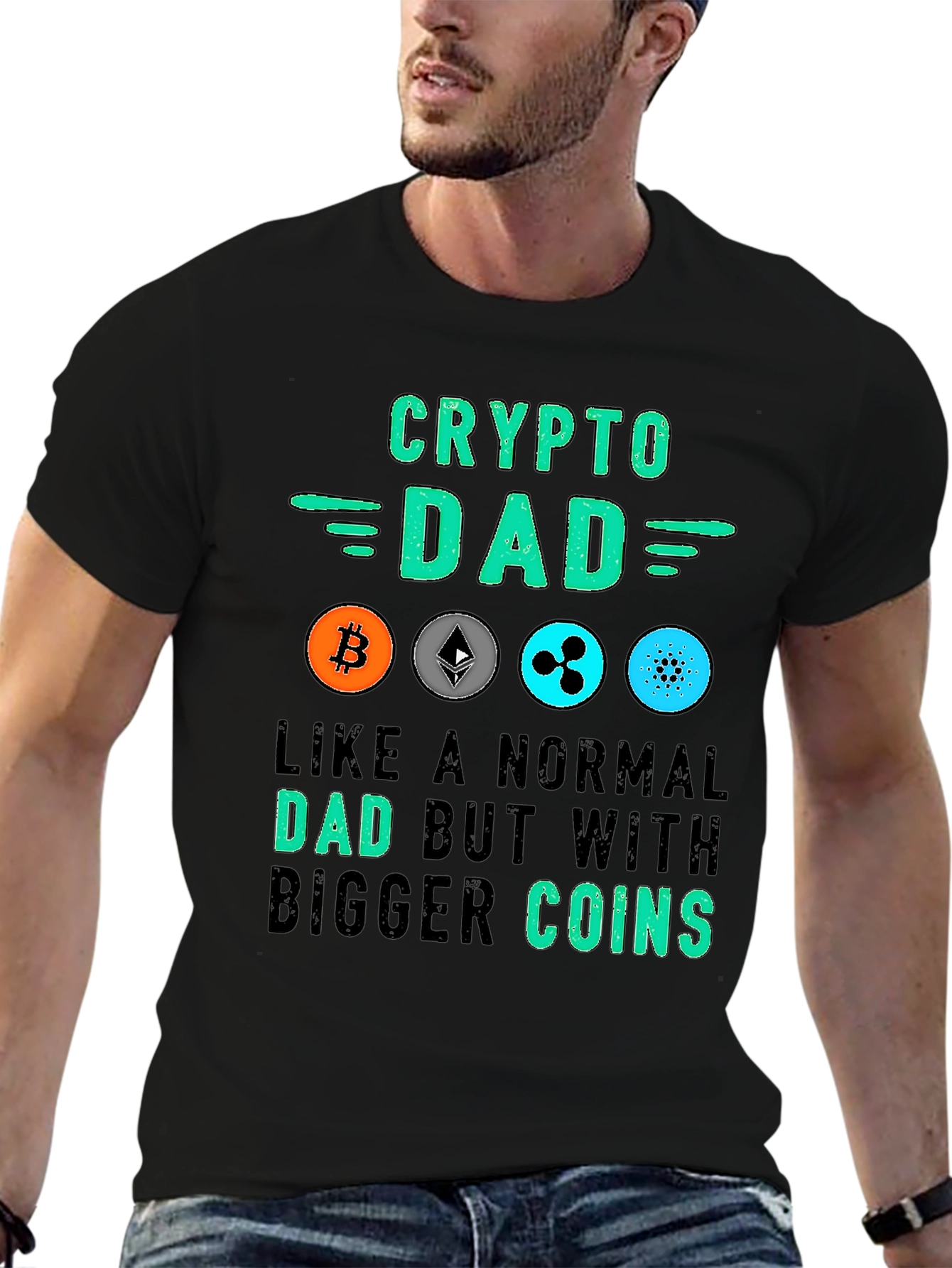 Crypto Dad T-Shirt - Bitcoin Ethereum Ripple