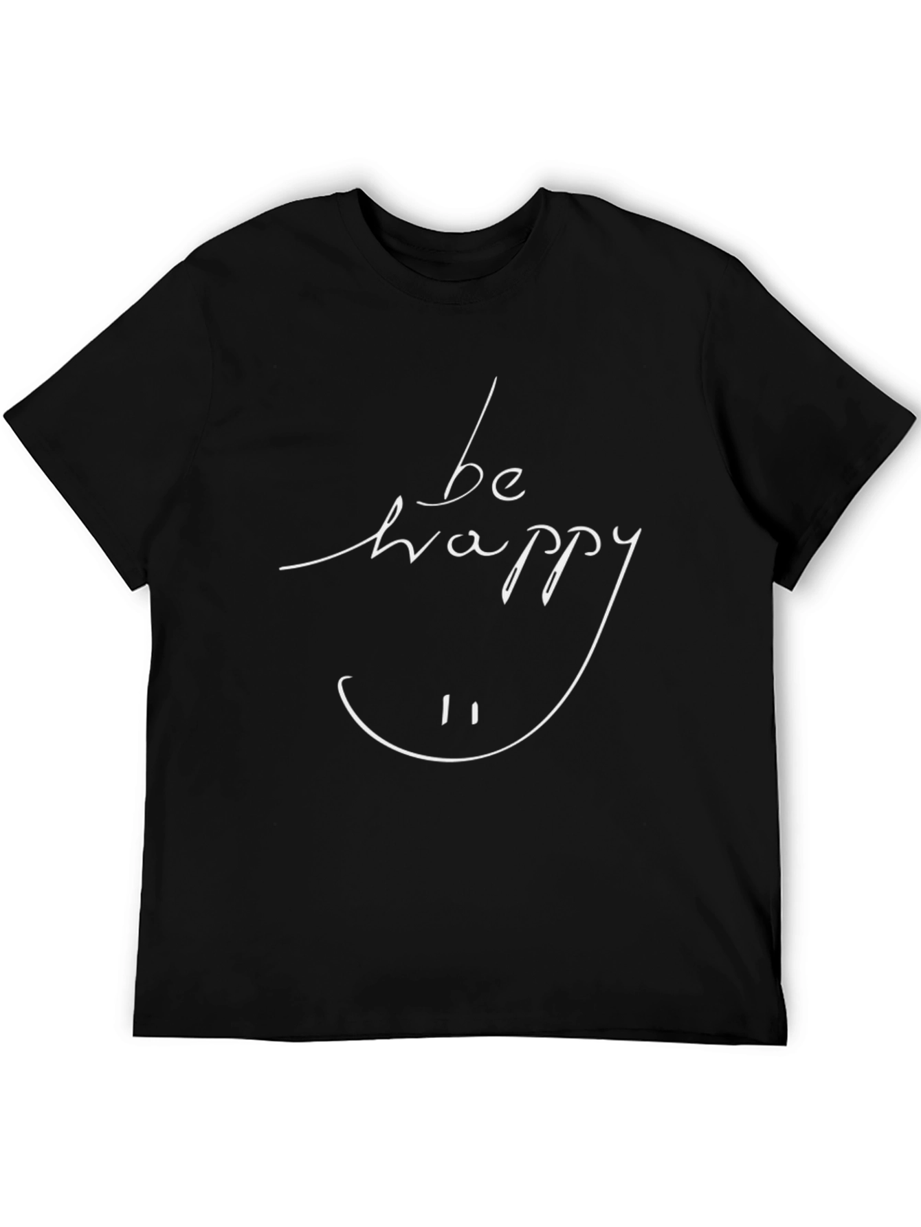 Be Happy Graphic Tee - Black Casual Style