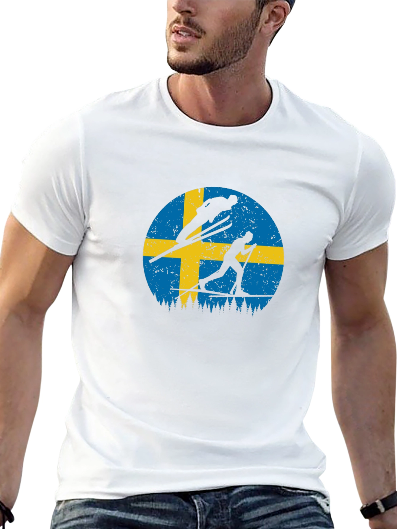 Swedish Flag Ski T-Shirt