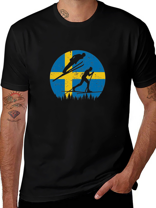 Swedish Flag Ski T-Shirt