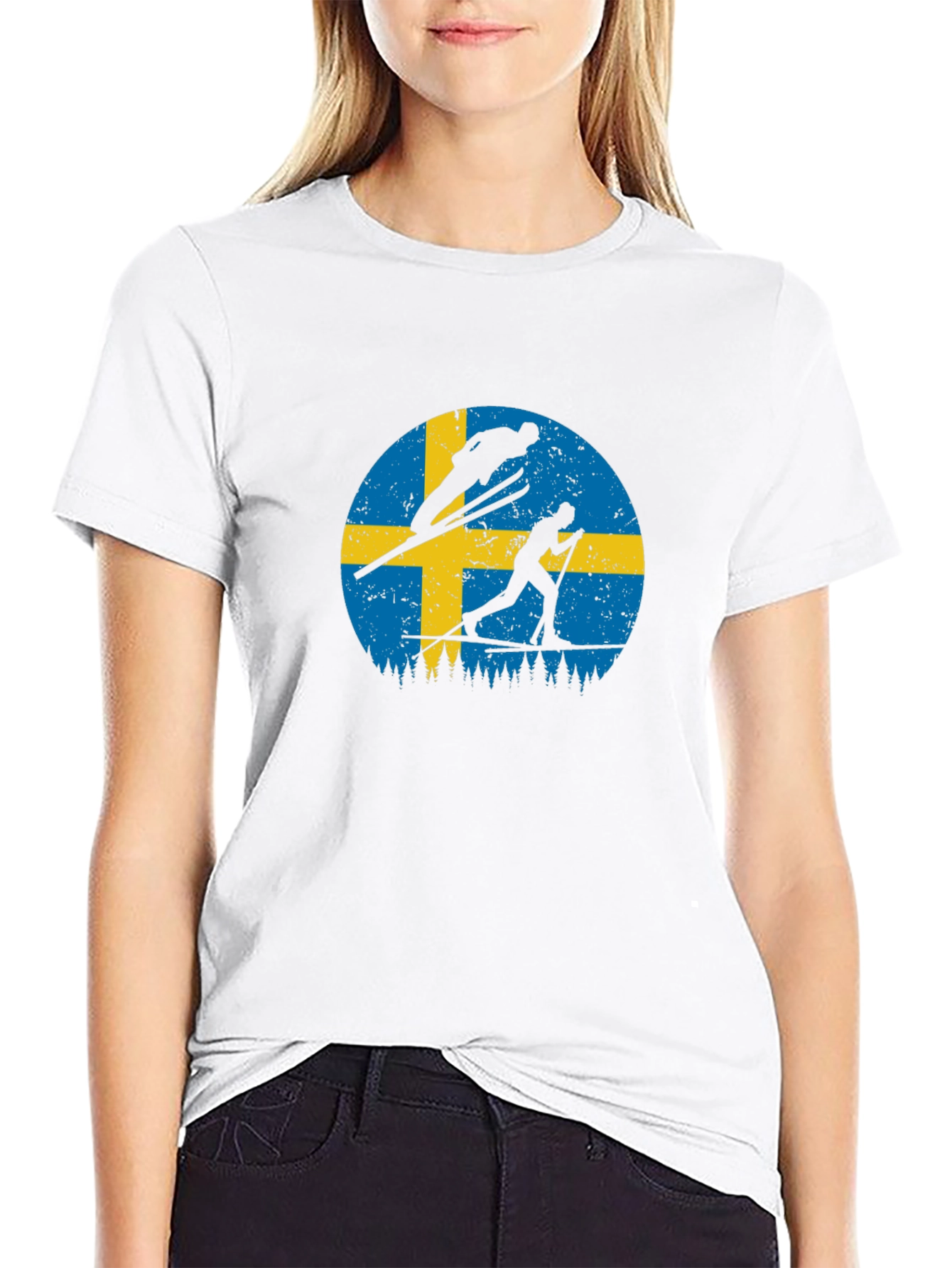 Swedish Flag Ski T-Shirt