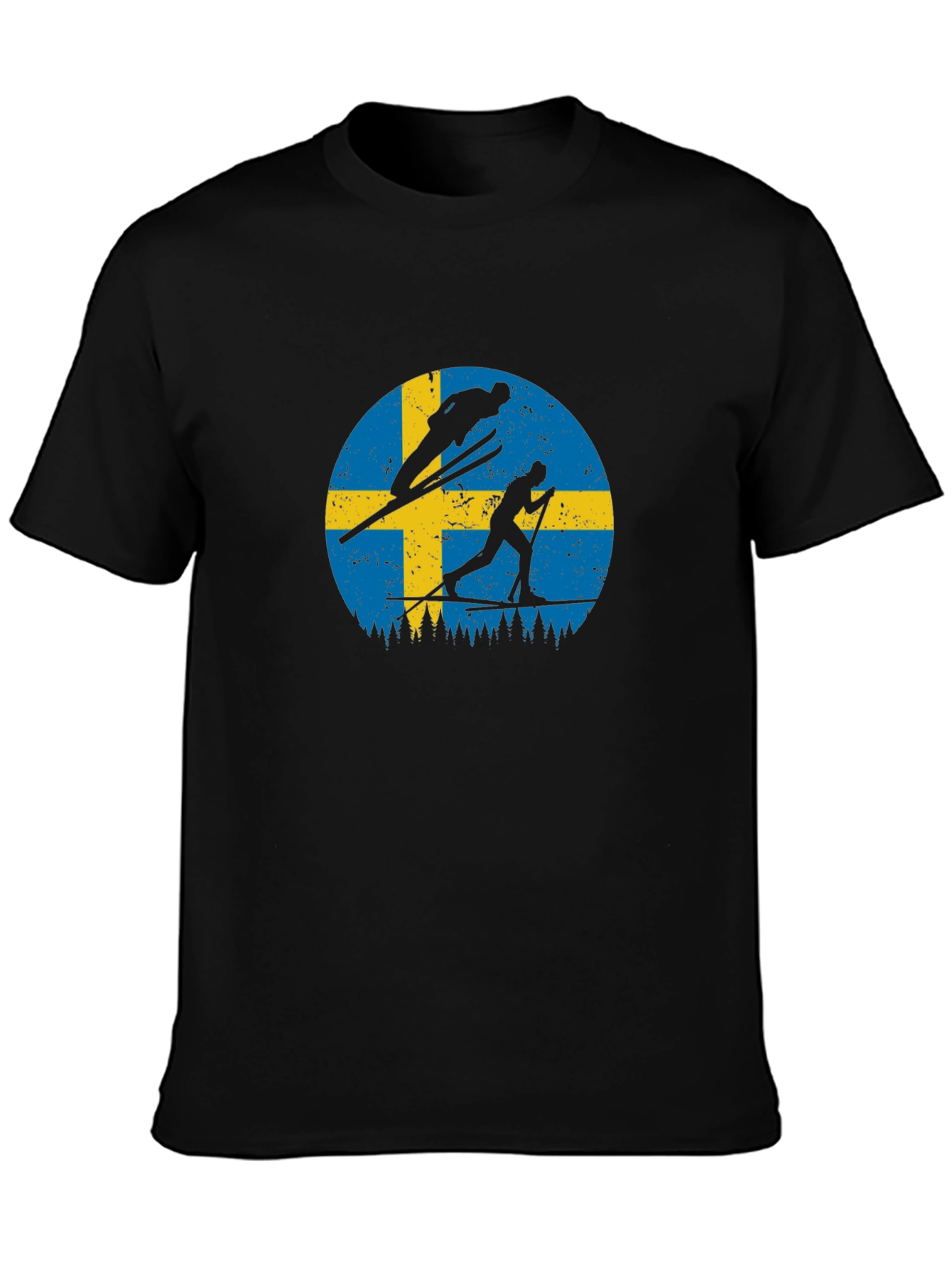 Swedish Flag Ski T-Shirt