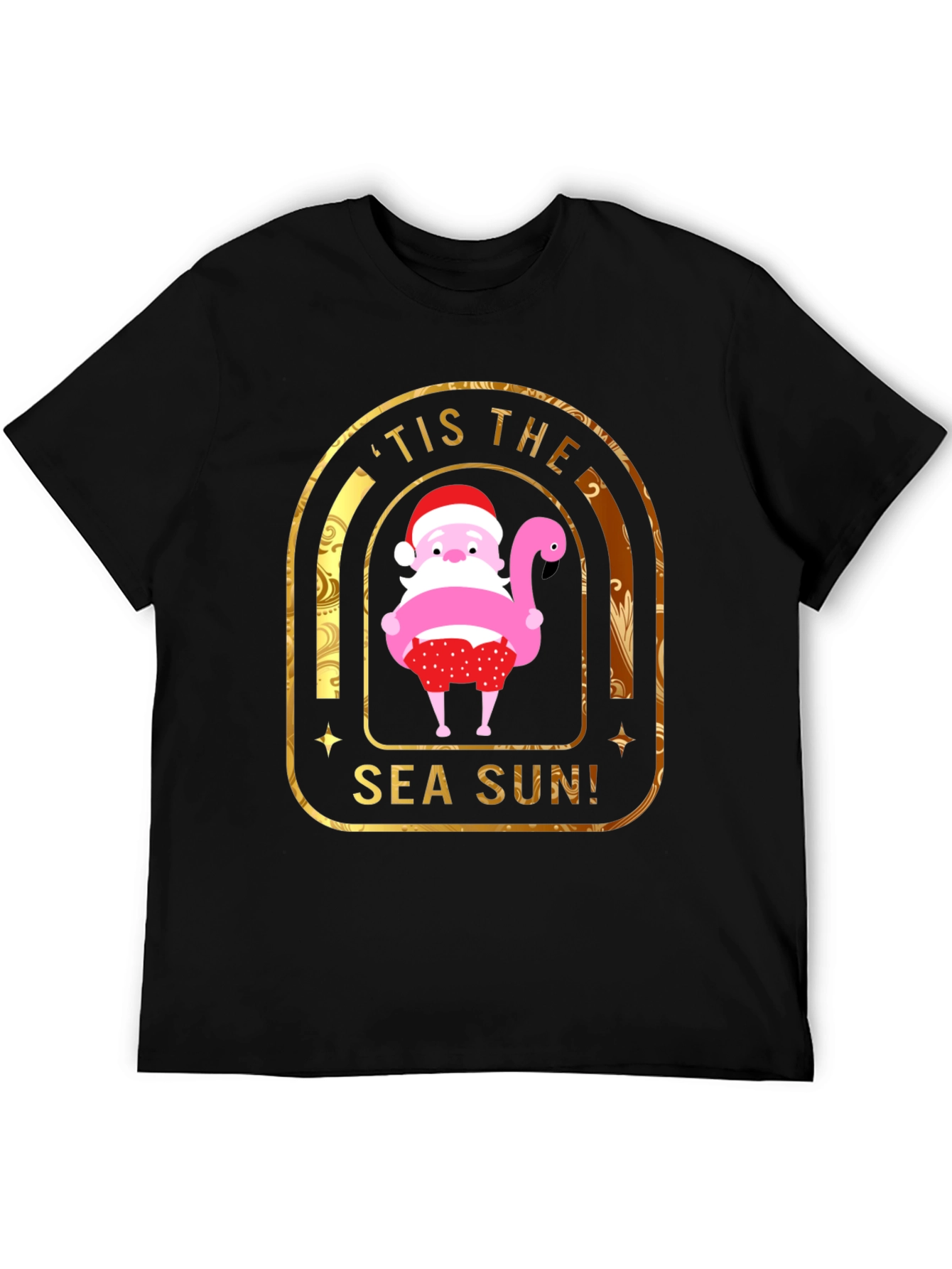 Tis the Sea Sun! Santa Flamingo Mens T-Shirt