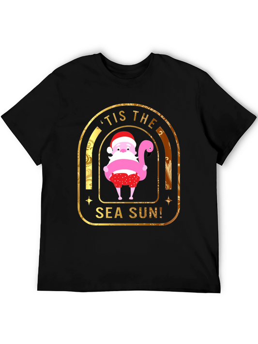 Tis the Sea Sun! Santa Flamingo Mens T-Shirt