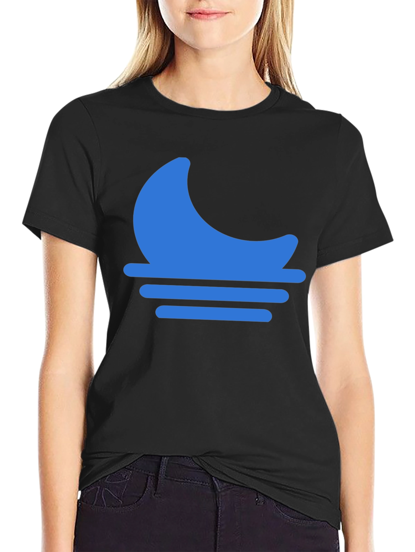 Blue Moon Horizon Graphic Black T-Shirt