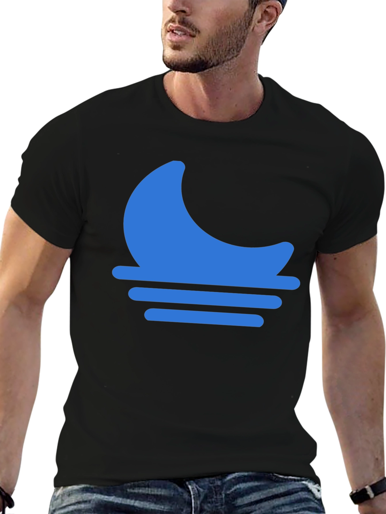 Blue Moon Horizon Graphic Black T-Shirt