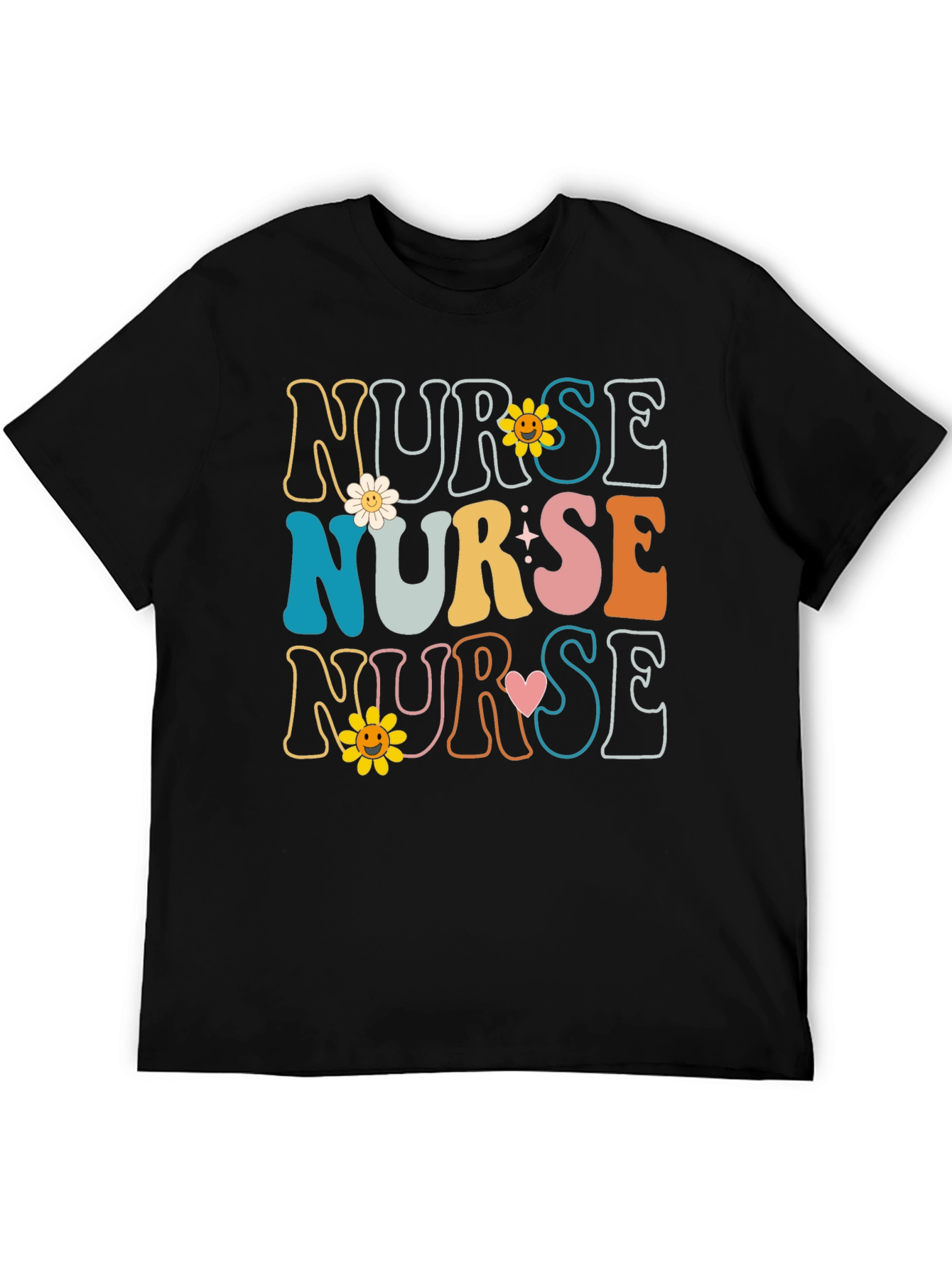 Retro Nurse T-Shirt with Floral Design