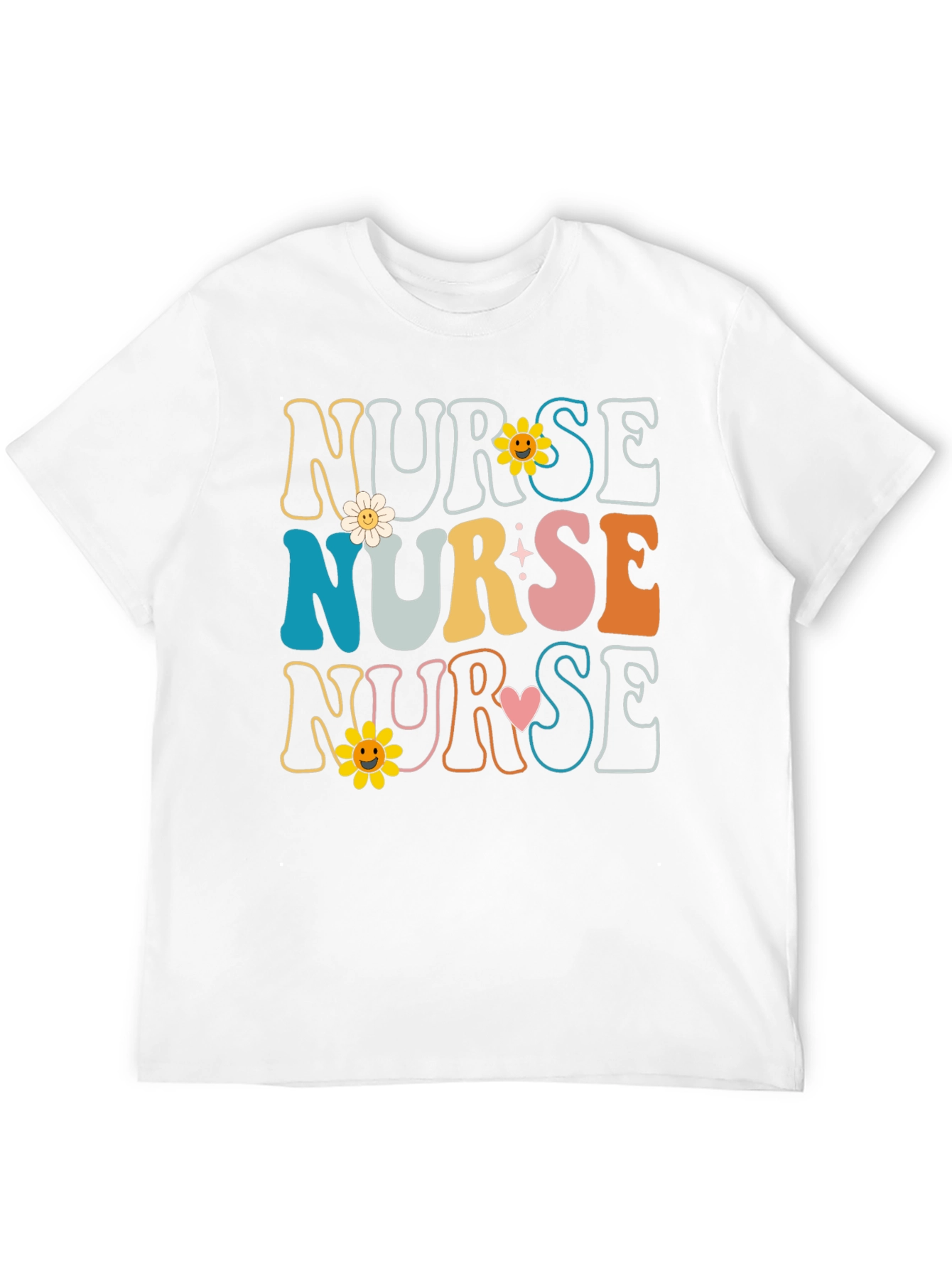 Retro Nurse T-Shirt with Floral Design