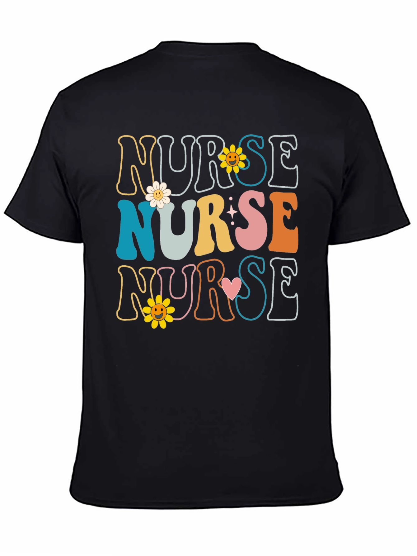 Retro Nurse T-Shirt with Floral Design