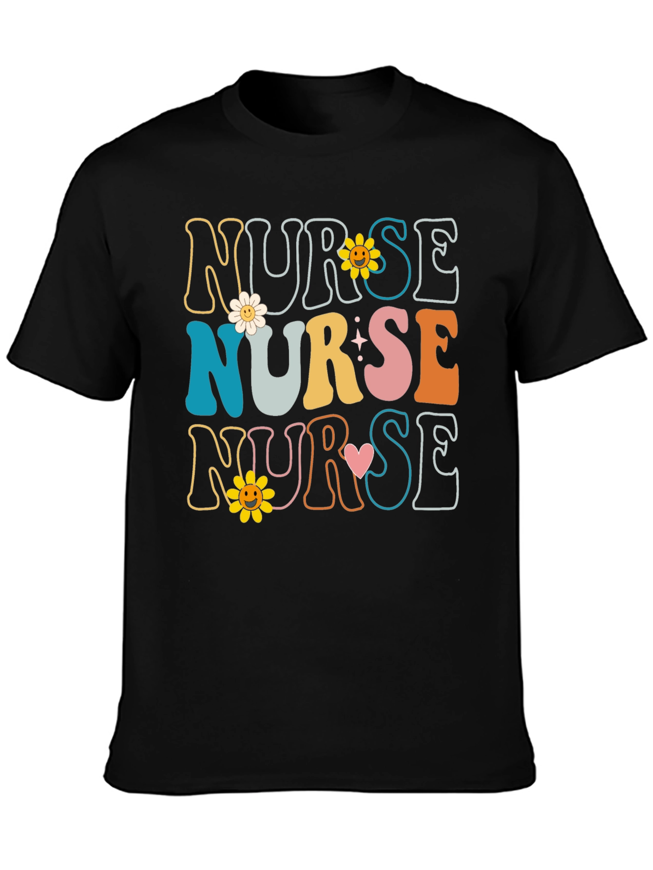 Retro Nurse T-Shirt with Floral Design